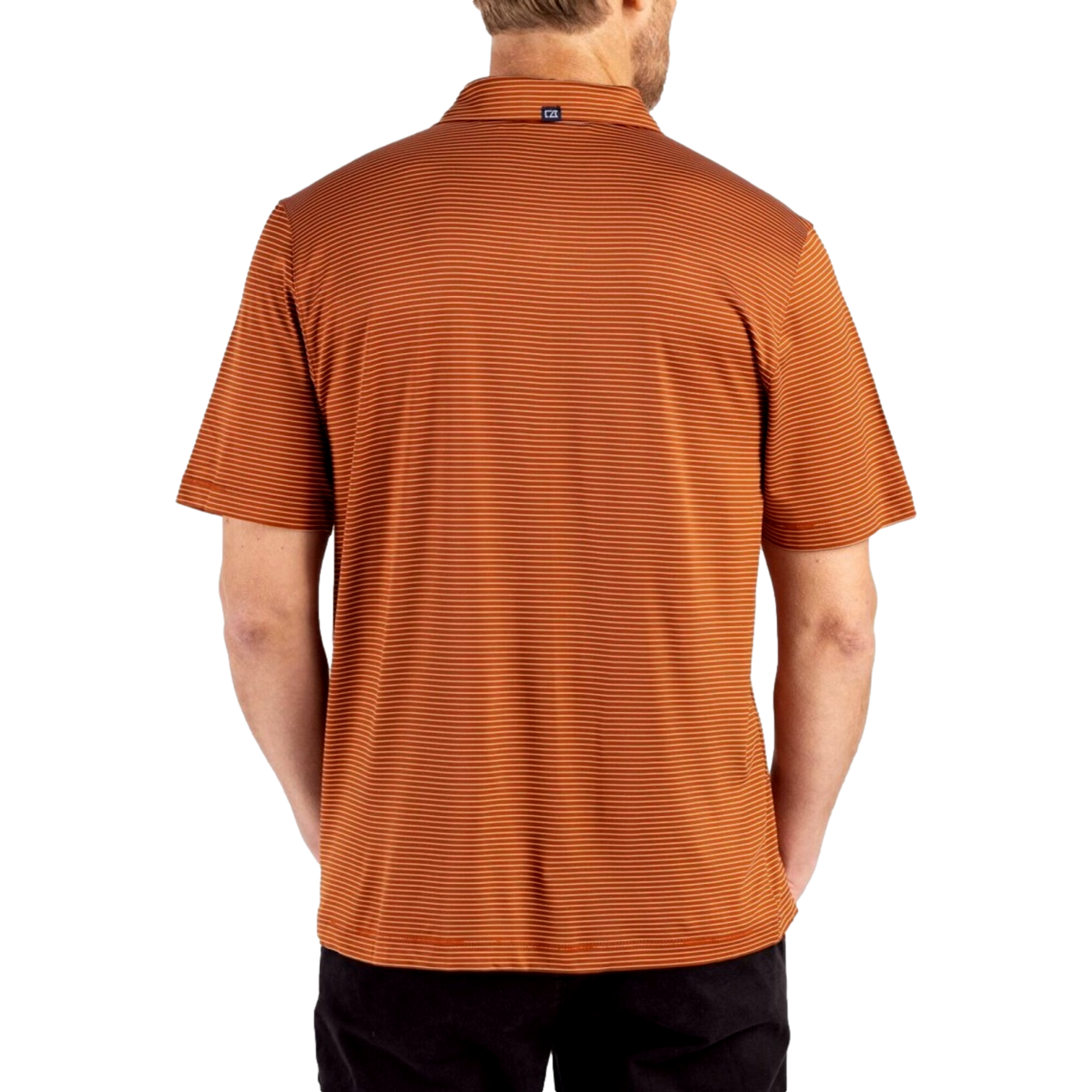 Texas Longhorns Forge Recycled Fine Line Stripe Four-Way Stretch Men's Golf Polo Shirt