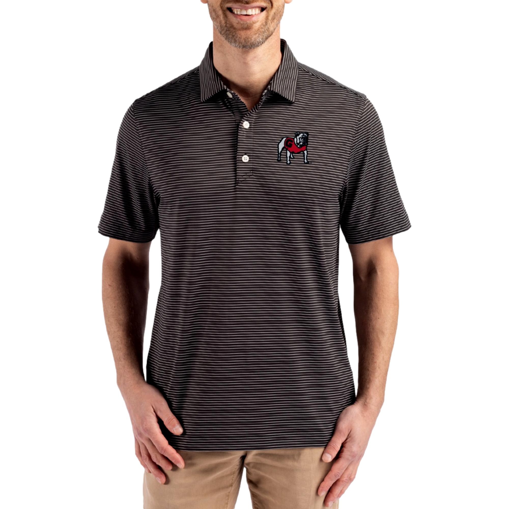 Georgia Bulldogs Forge Recycled Fine Line Stripe Four-Way Stretch Men's Golf Polo Shirt