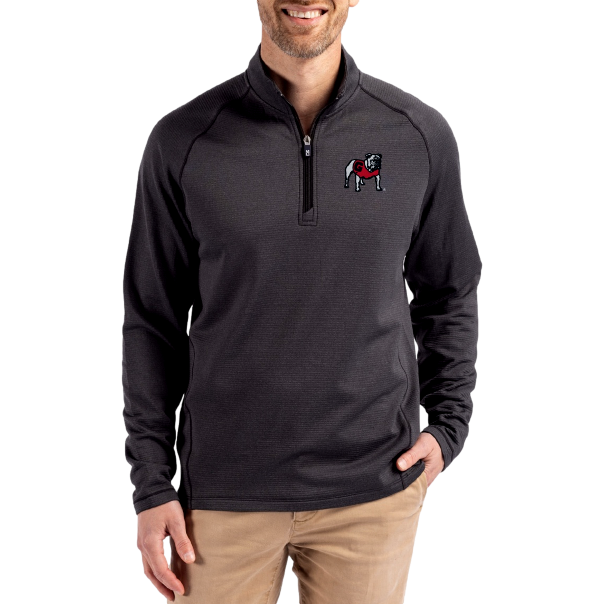 Georgia Bulldogs Peshastin Recycled Grid Fleece Men's Golf Quarter Zip