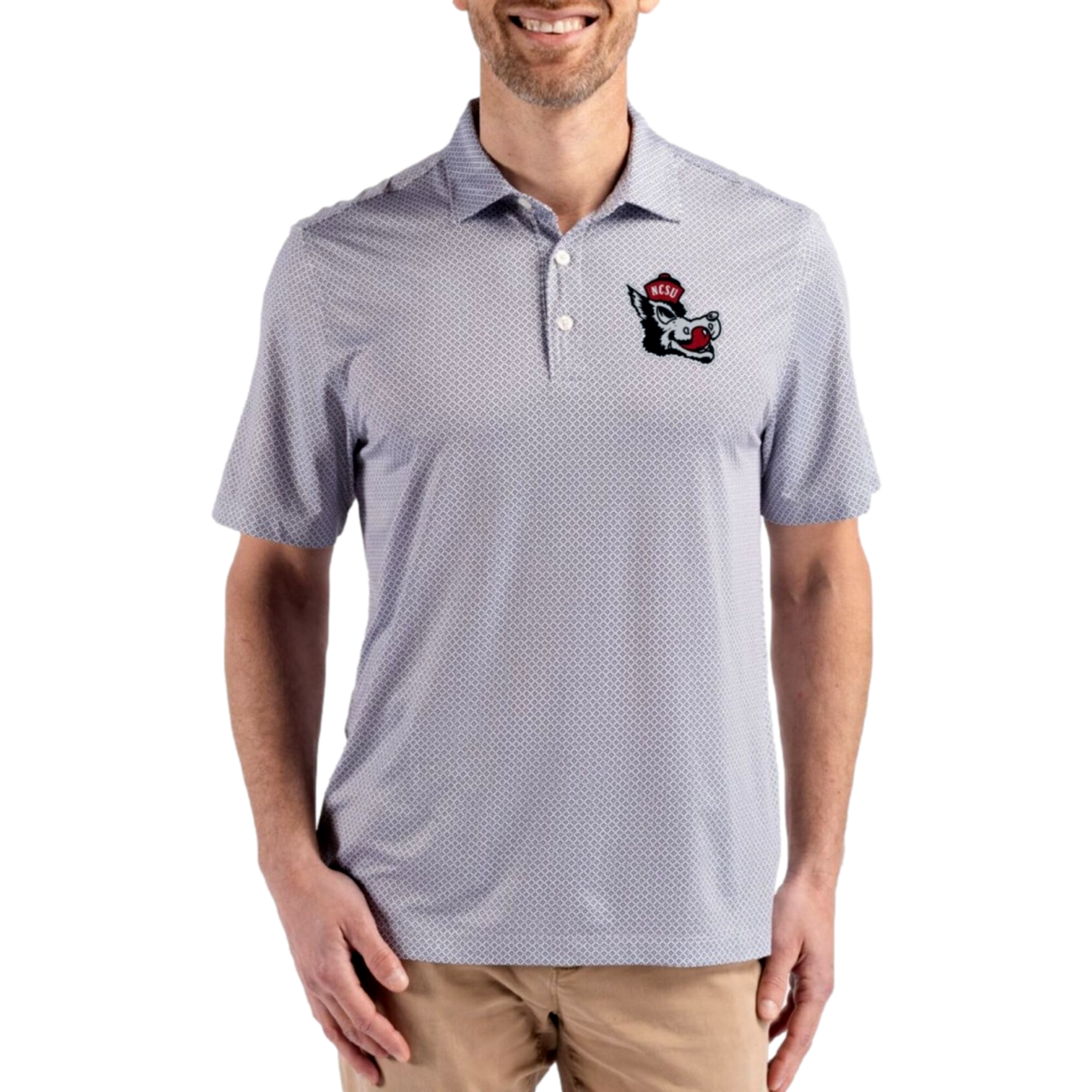NC State Wolfpack Pike Recycled Diamond Dot Print Men's Golf Polo Shirt