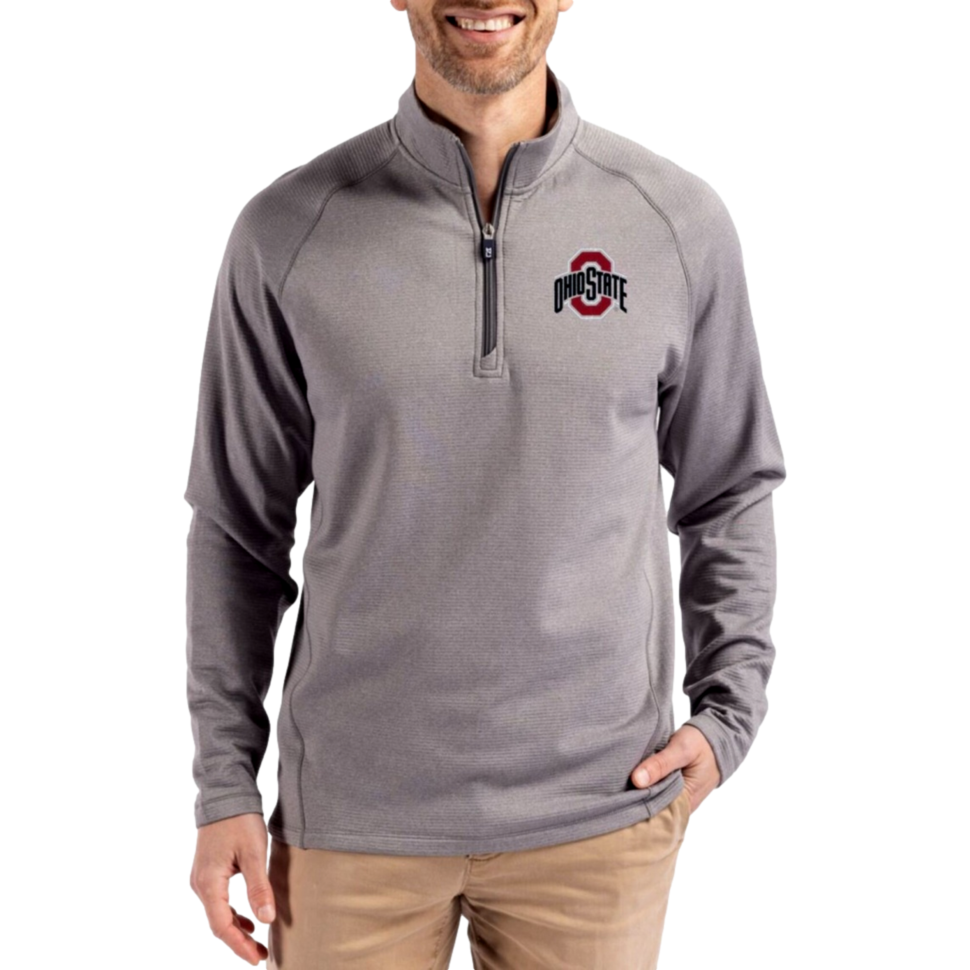 Ohio State Buckeyes Peshastin Recycled Grid Fleece Men's Golf Quarter Zip