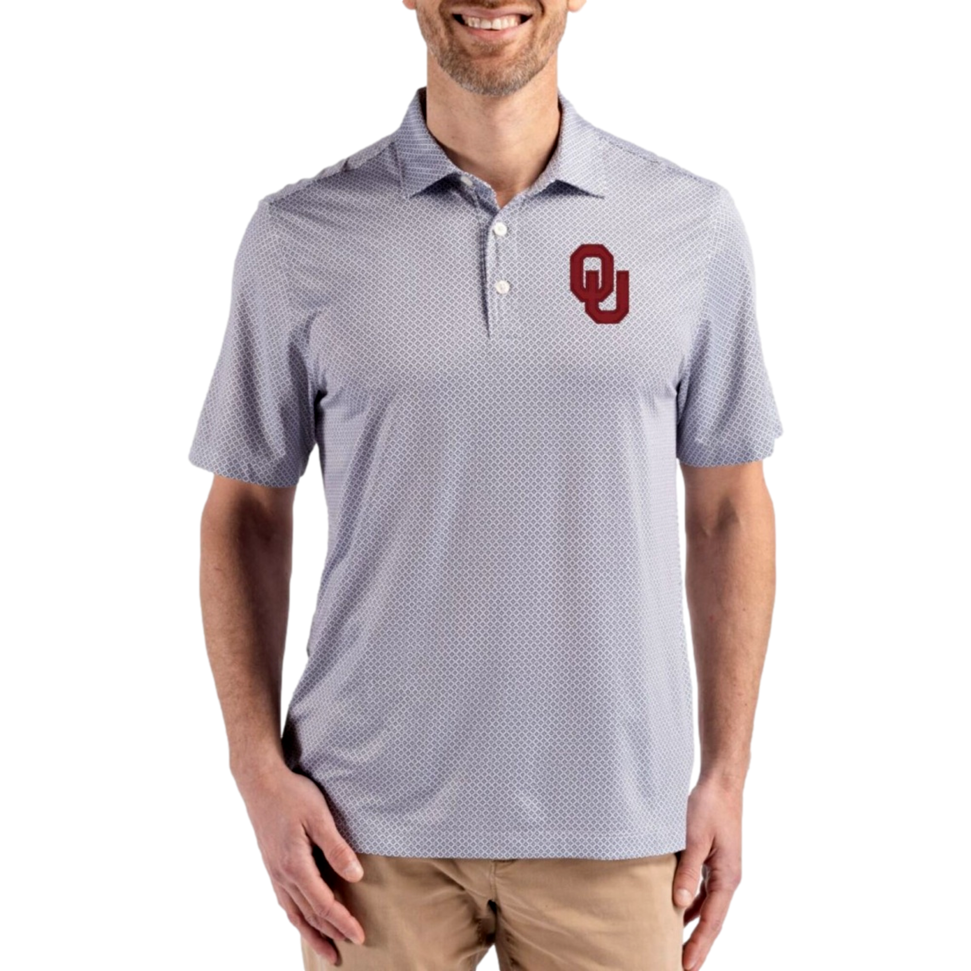 Oklahoma Sooners Pike Recycled Diamond Dot Print Men's Golf Polo Shirt