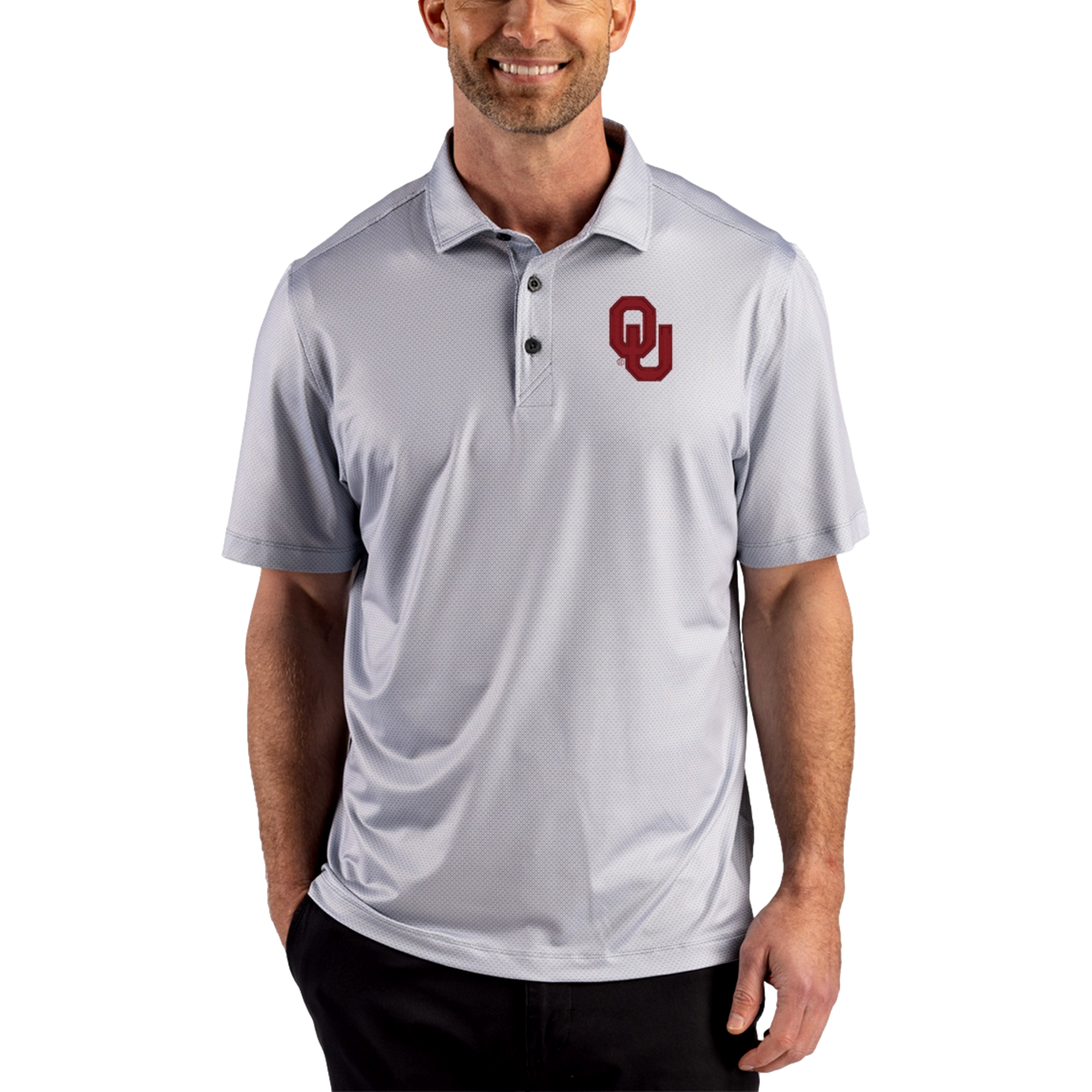 Oklahoma Sooners Pike Recycled Lattice Print Men's Golf Polo Shirt
