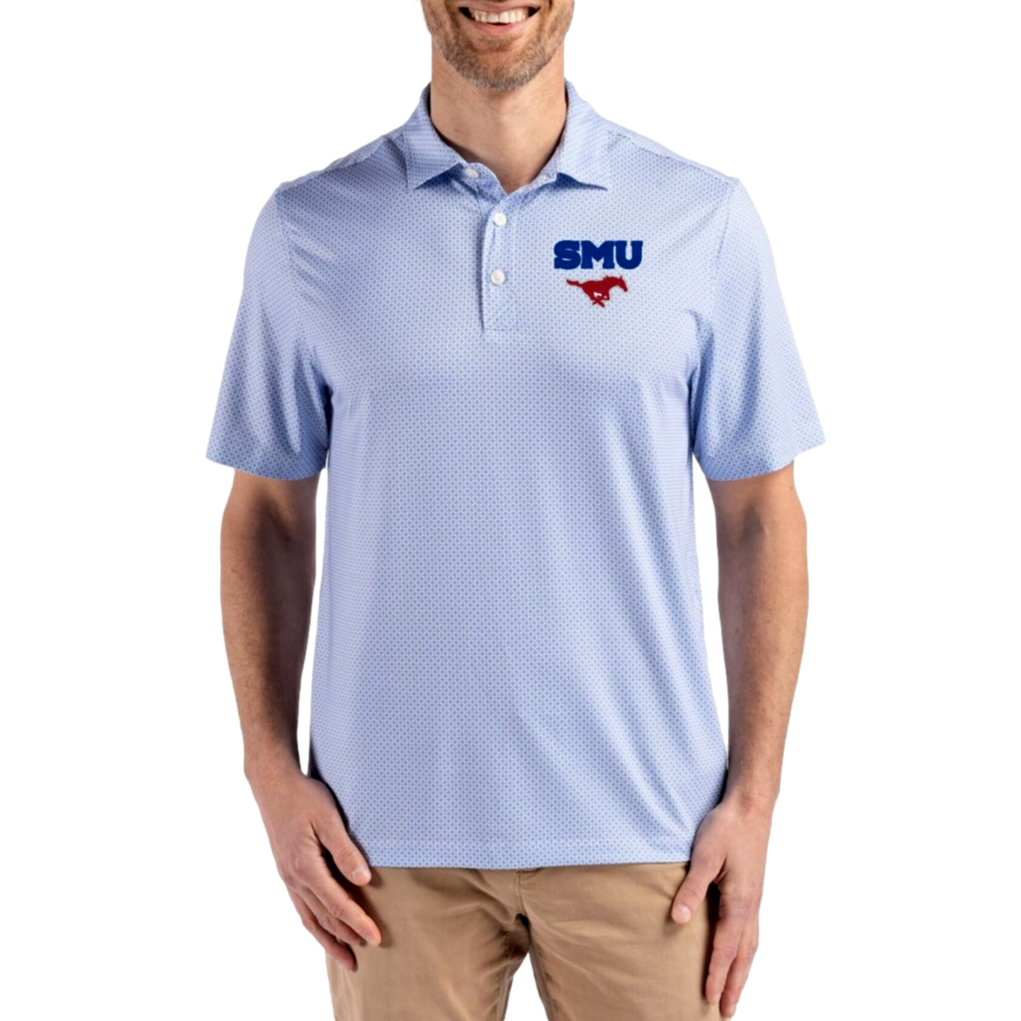 SMU Mustangs Pike Recycled Diamond Dot Print Men's Golf Polo Shirt