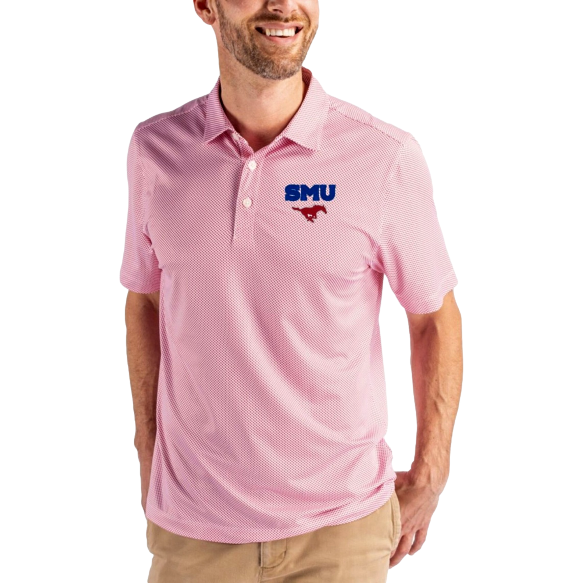 SMU Mustangs Pike Recycled Symmetry Print Men's Golf Polo Shirt