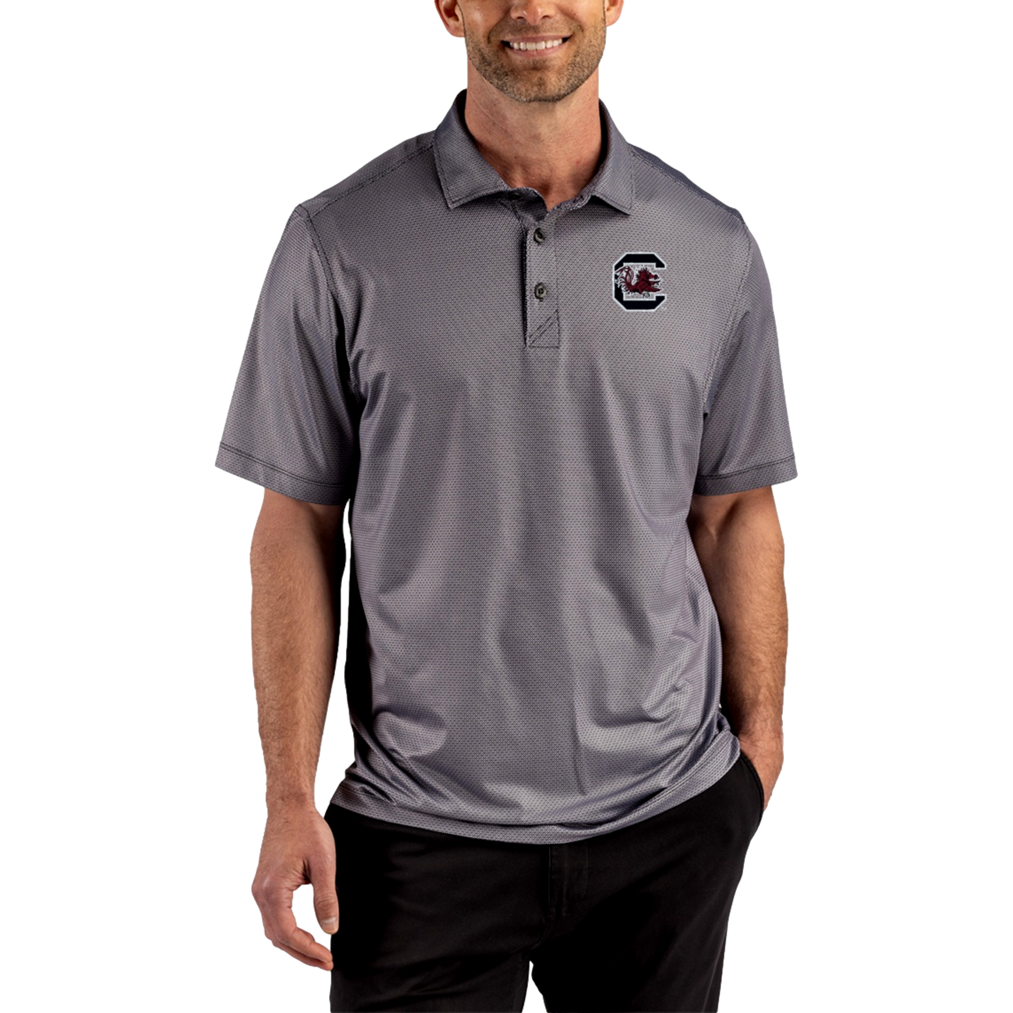 South Carolina Gamecocks Pike Recycled Lattice Print Men's Golf Polo Shirt