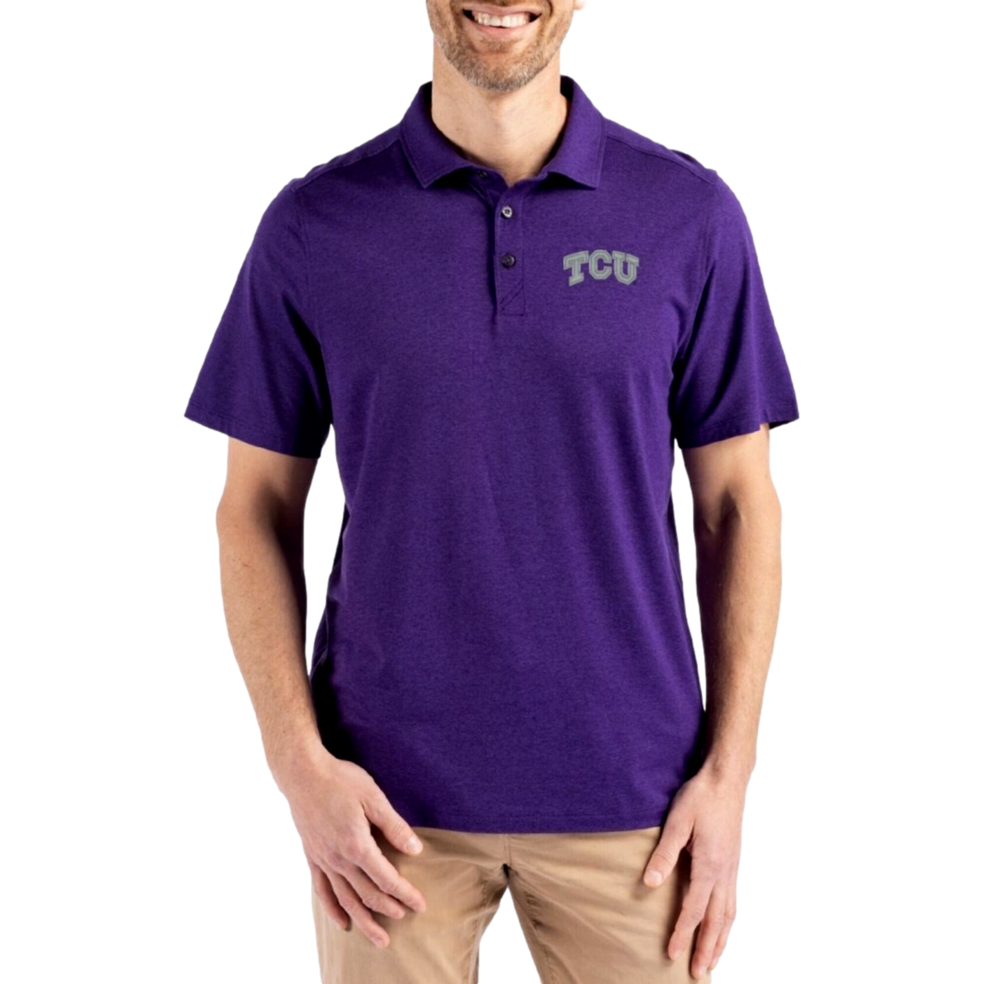 SMU Mustangs Coastline Recycled Double Peached Men's Golf Polo Shirt