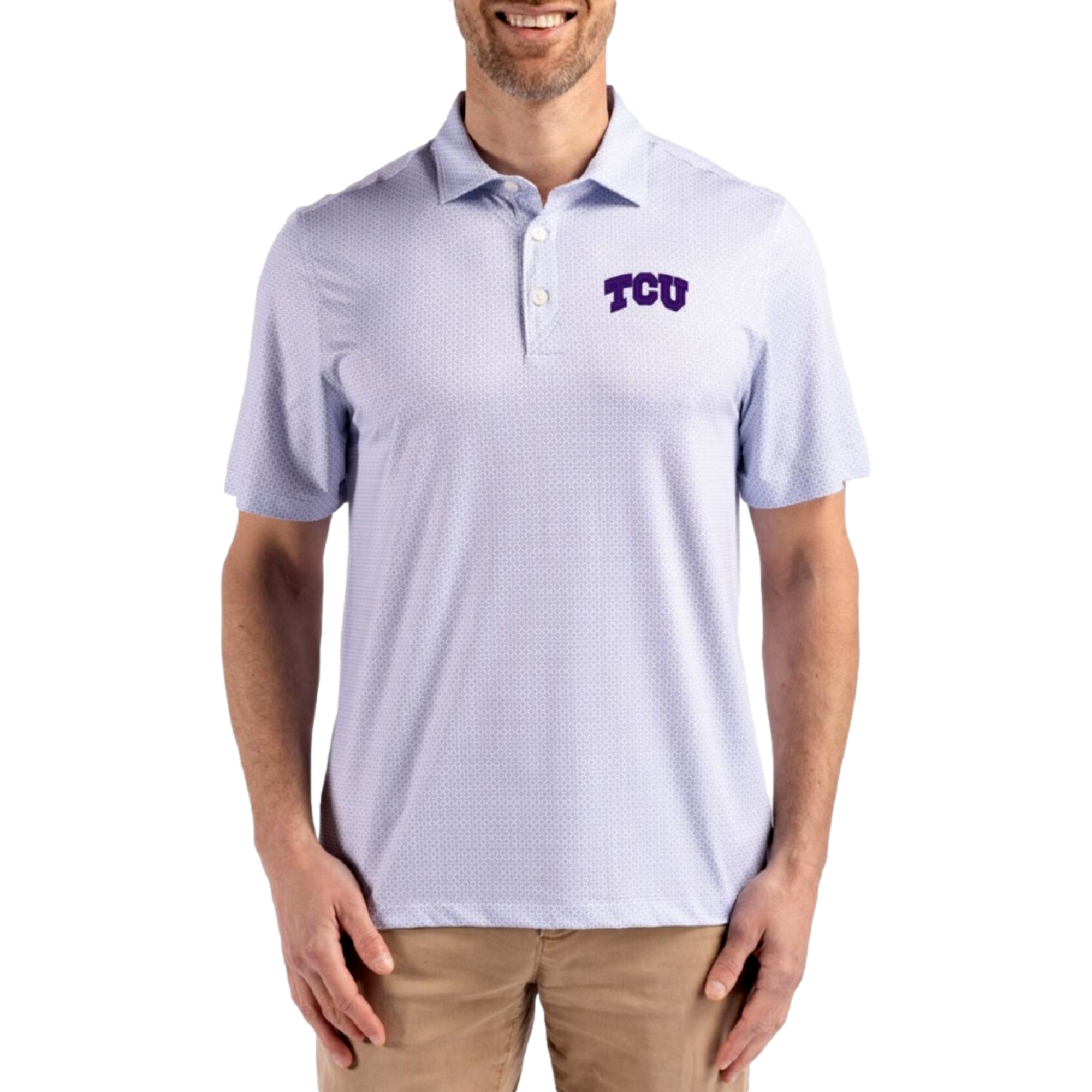 Texas Christian Horned Frogs Pike Recycled Diamond Dot Print Men's Golf Polo Shirt