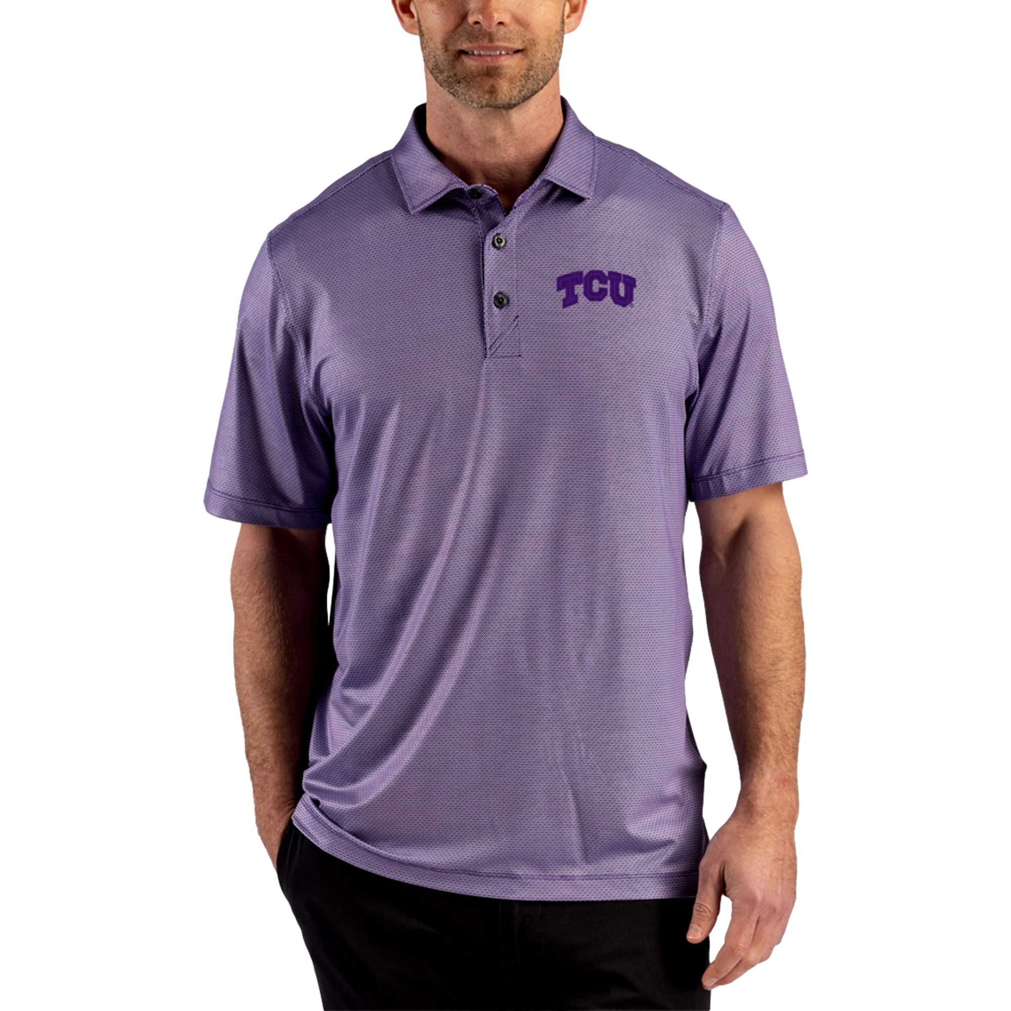 Texas Christian Horned Frogs Pike Recycled Lattice Print Men's Golf Polo Shirt
