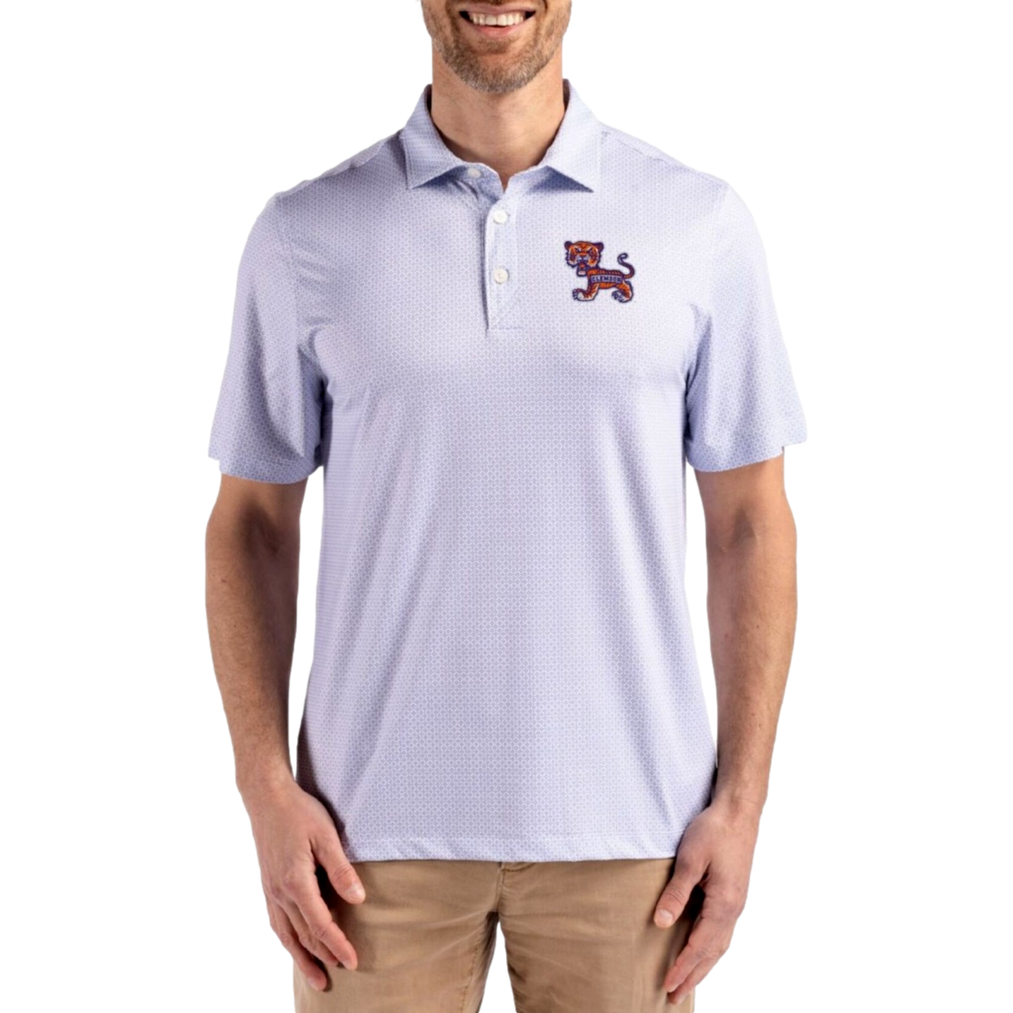 Clemson Tigers Pike Recycled Diamond Dot Print Men's Golf Polo Shirt