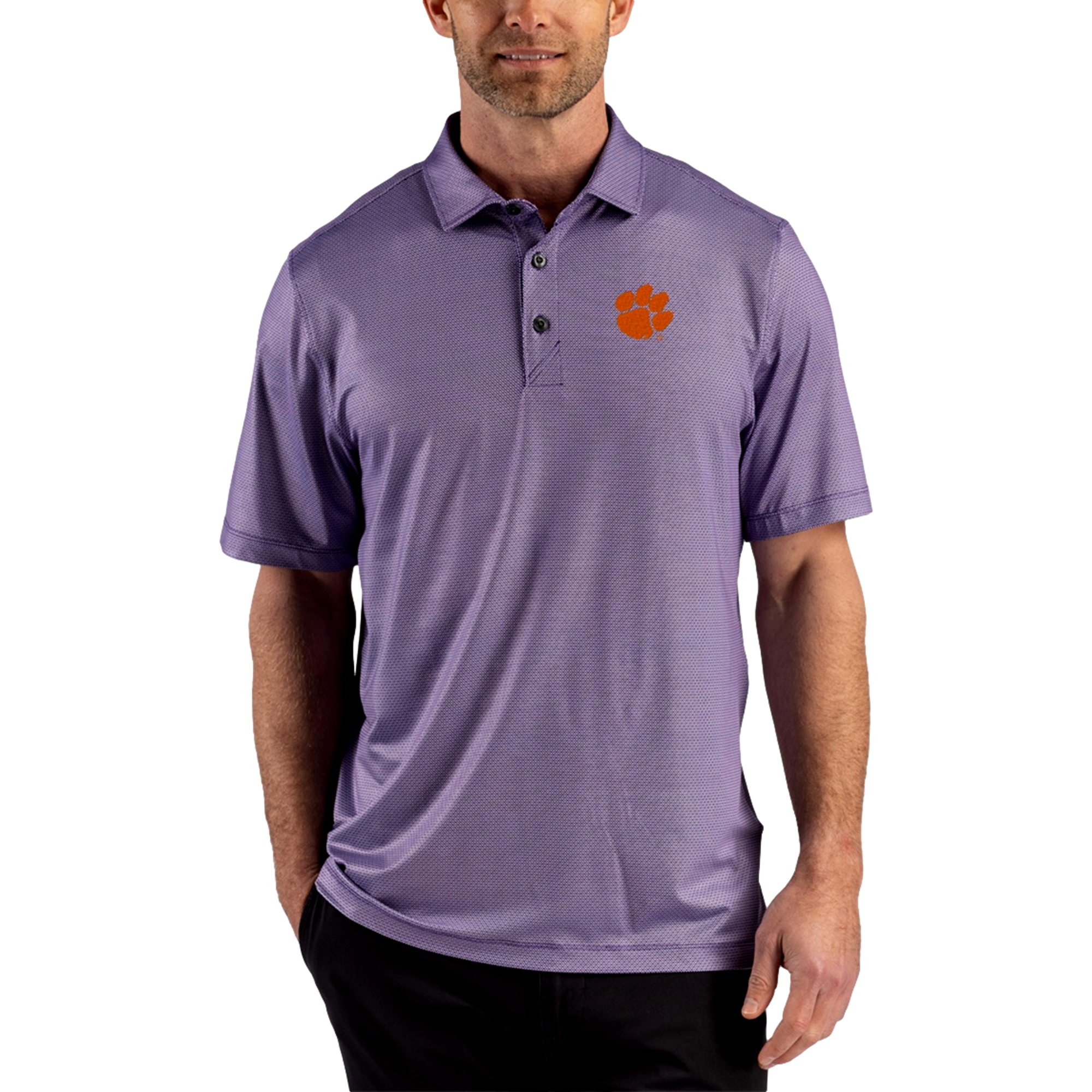 Clemson Tigers Pike Recycled Lattice Print Men's Golf Polo Shirt