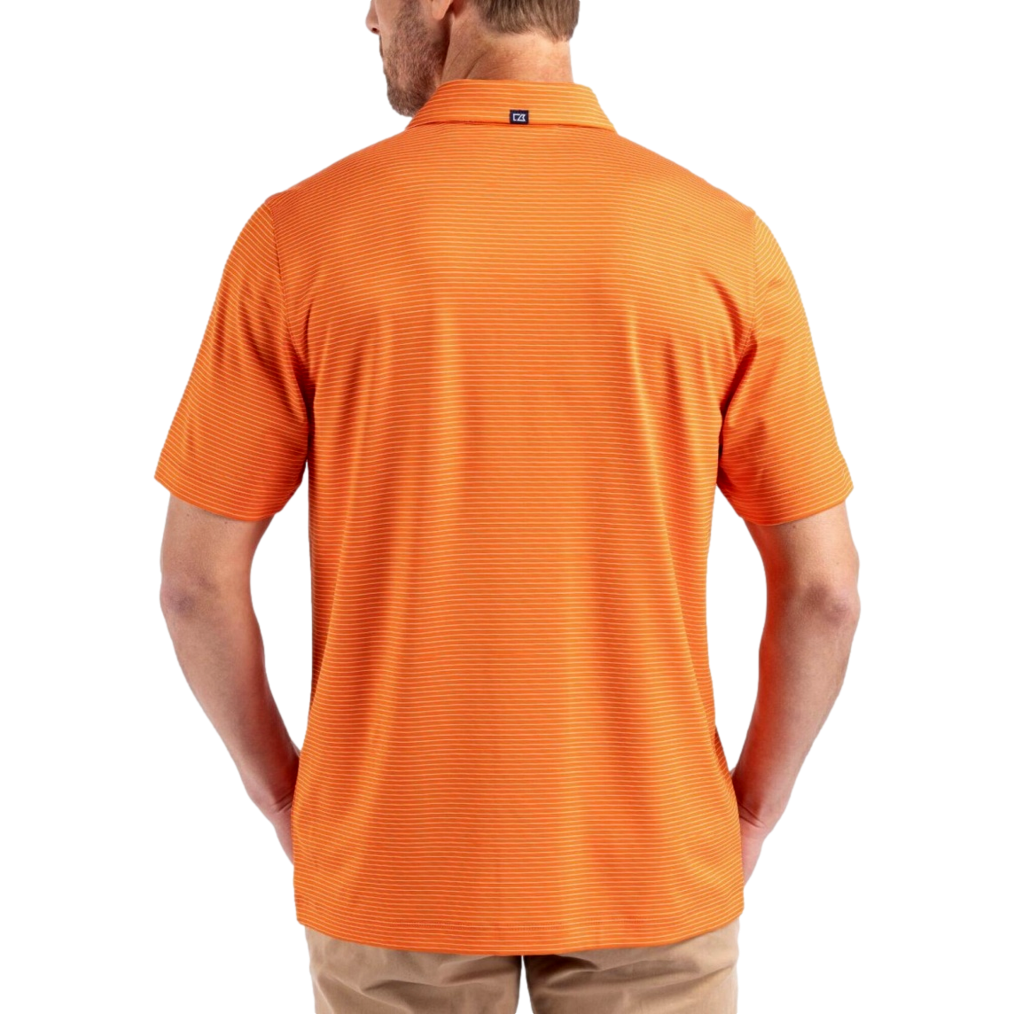 Clemson Tigers Forge Recycled Fine Line Stripe Four-Way Stretch Men's Golf Polo Shirt
