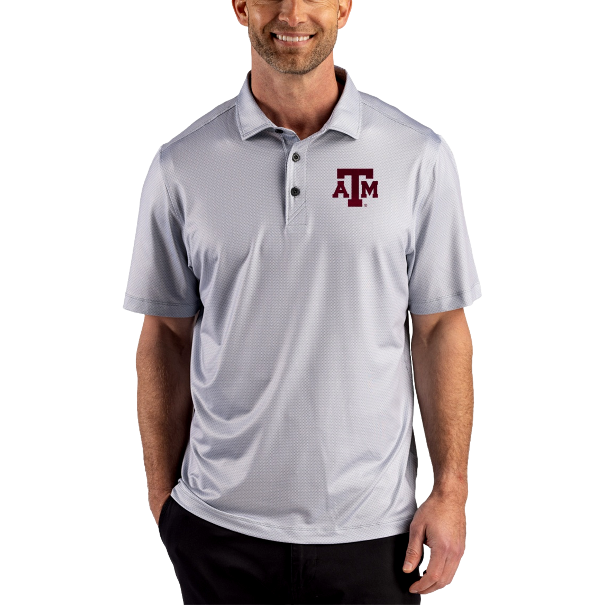 Texas A&M Aggies Pike Recycled Lattice Print Men's Golf Polo Shirt