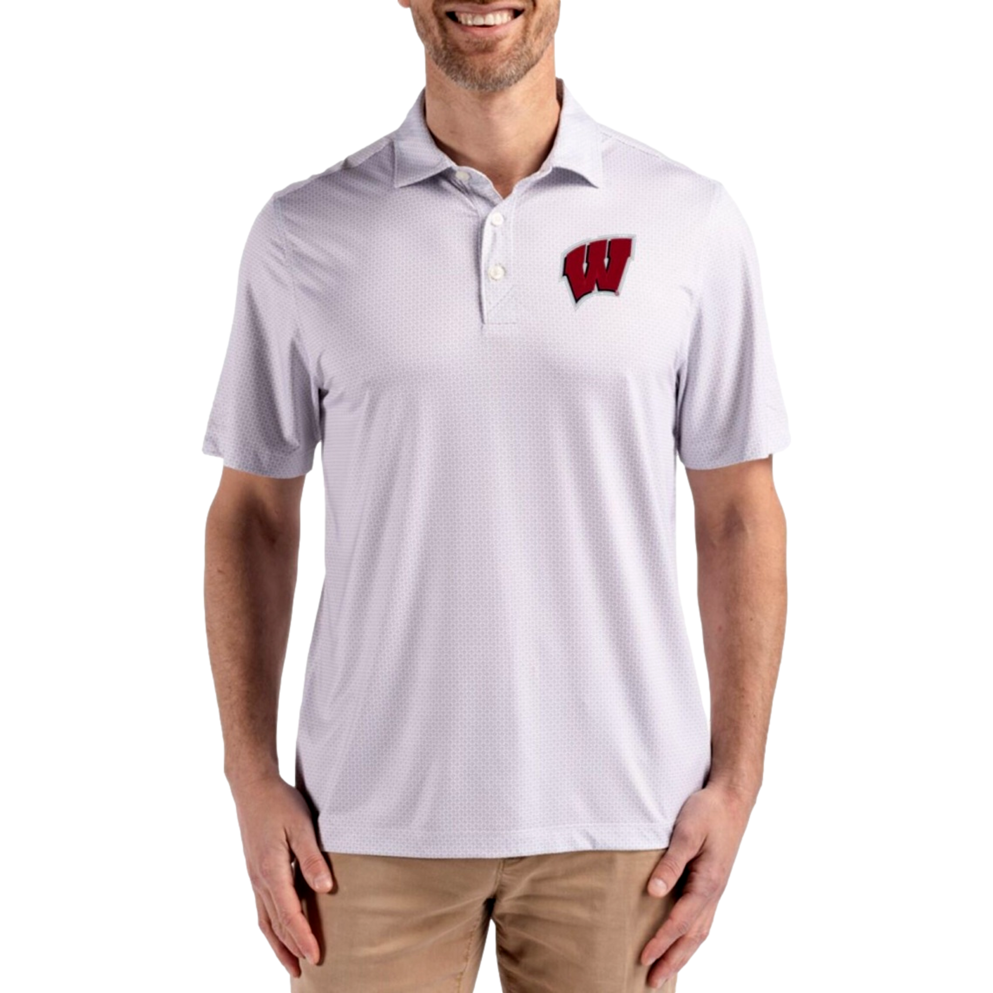 Wisconsin Badgers Pike Recycled Diamond Dot Print Men's Golf Polo Shirt