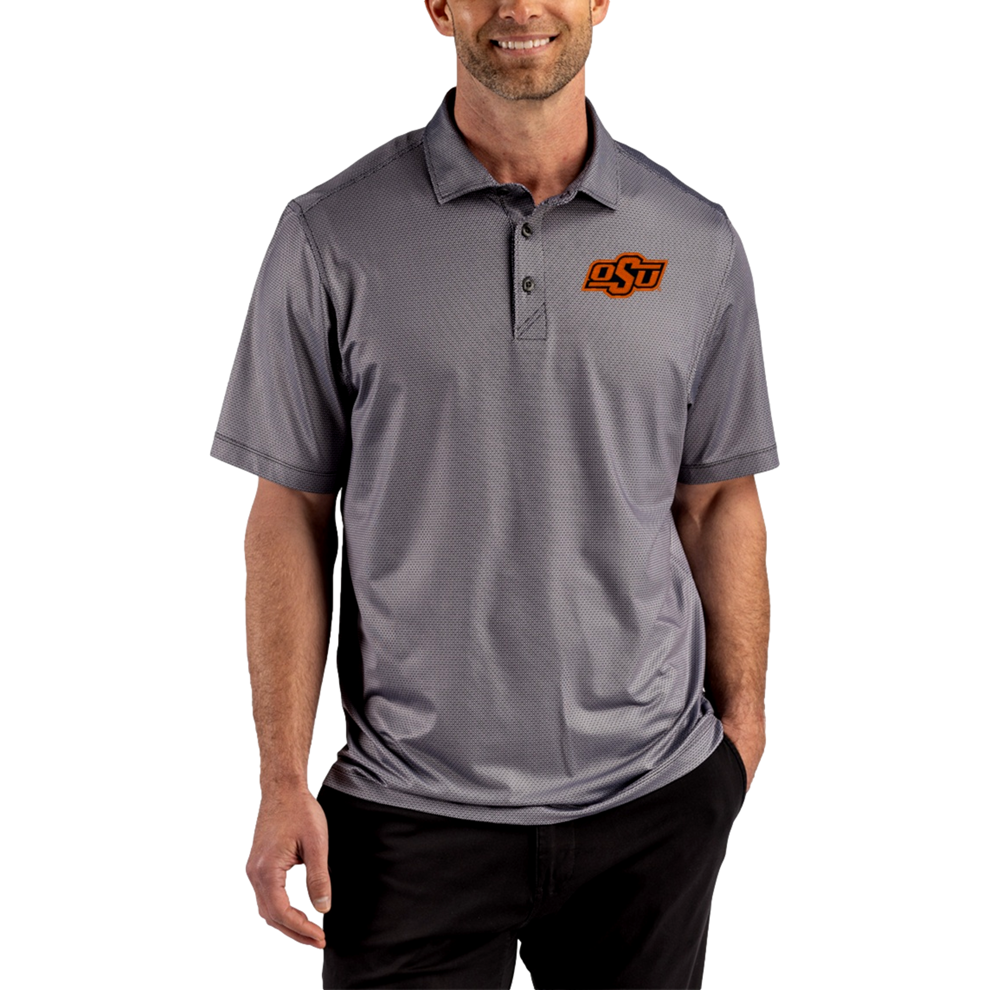 Oklahoma State Cowboys Pike Recycled Lattice Print Men's Golf Polo Shirt