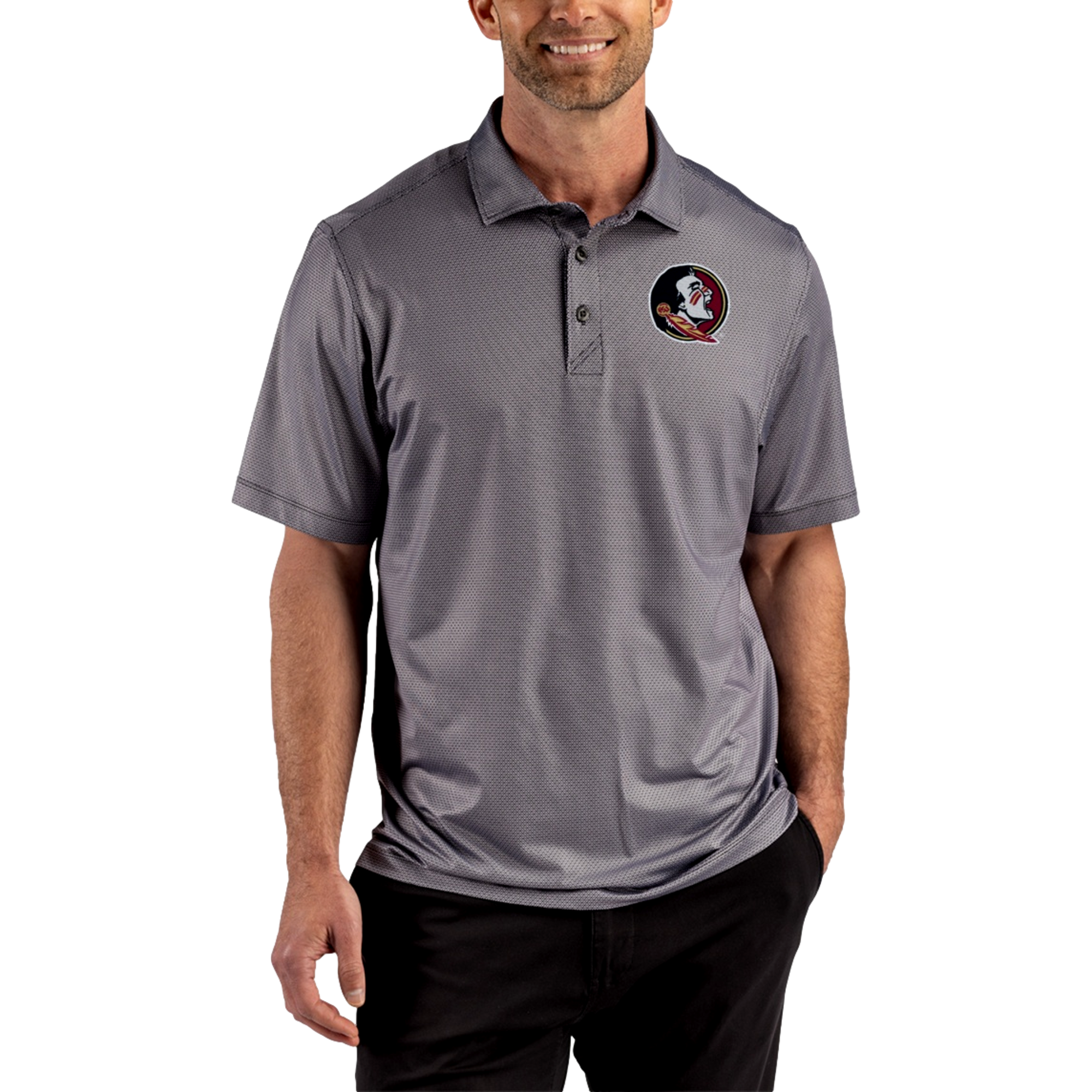 Florida State Seminoles Pike Recycled Lattice Print Men's Golf Polo Shirt