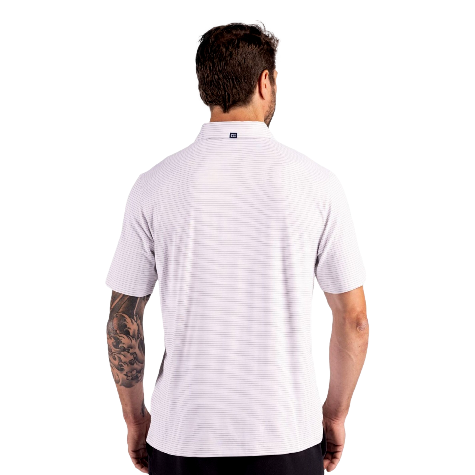 Ohio State Buckeyes Forge Recycled Fine Line Stripe Four-Way Stretch Men's Golf Polo Shirt