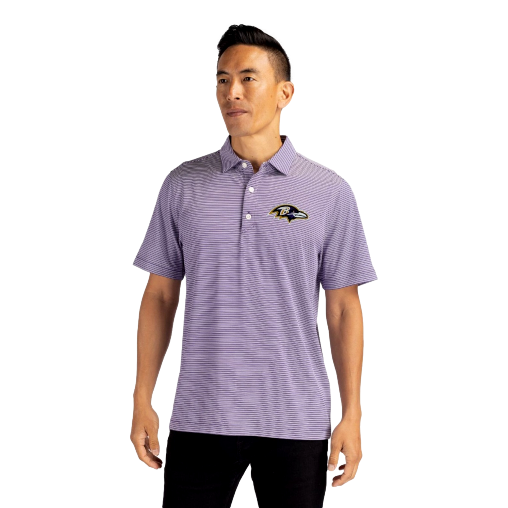 Baltimore Ravens Forge 2X Stripe Men's Golf Polo Shirt | PGA TOUR