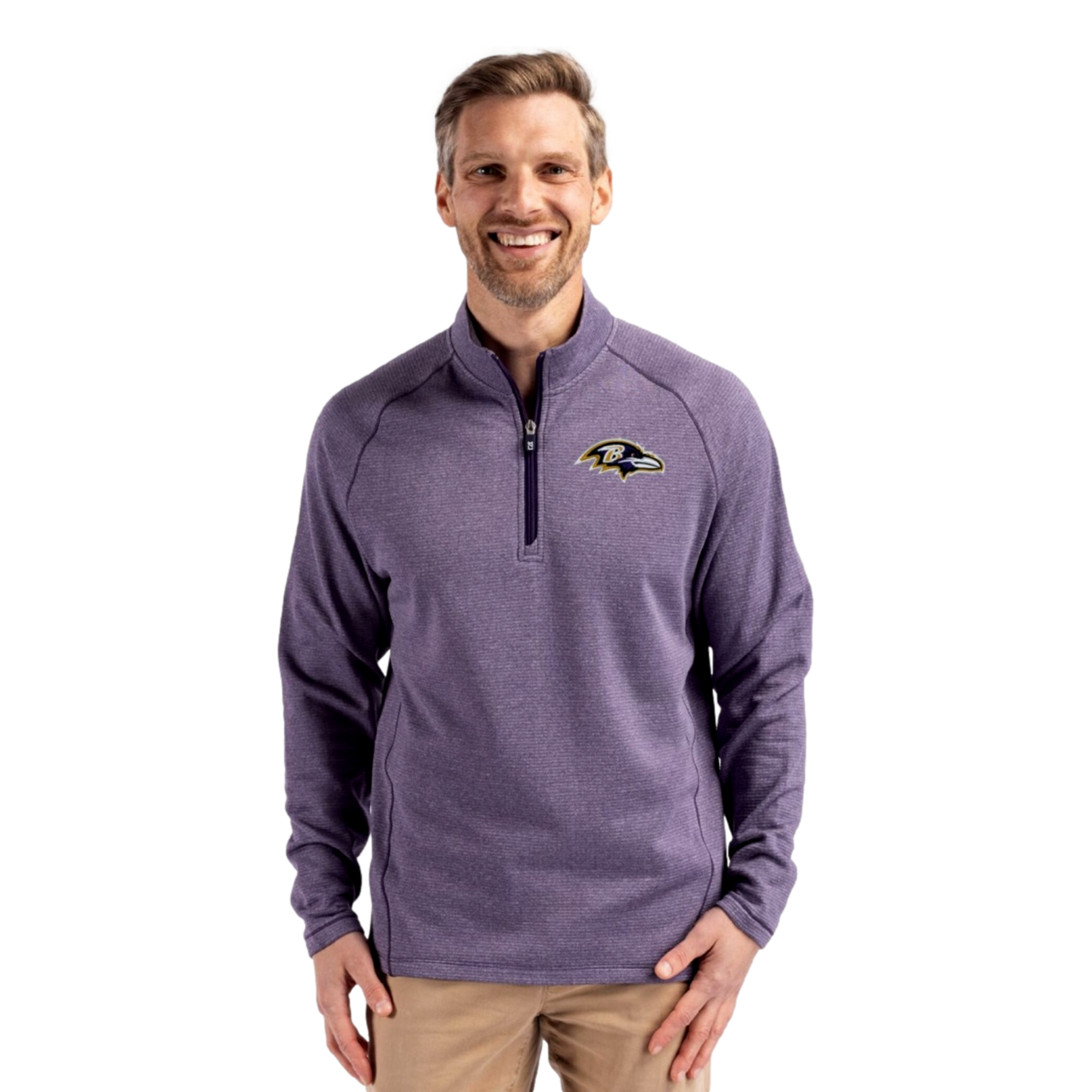 Baltimore Ravens Peshastin Recycled Grid Fleece Men's Golf Quarter Zip