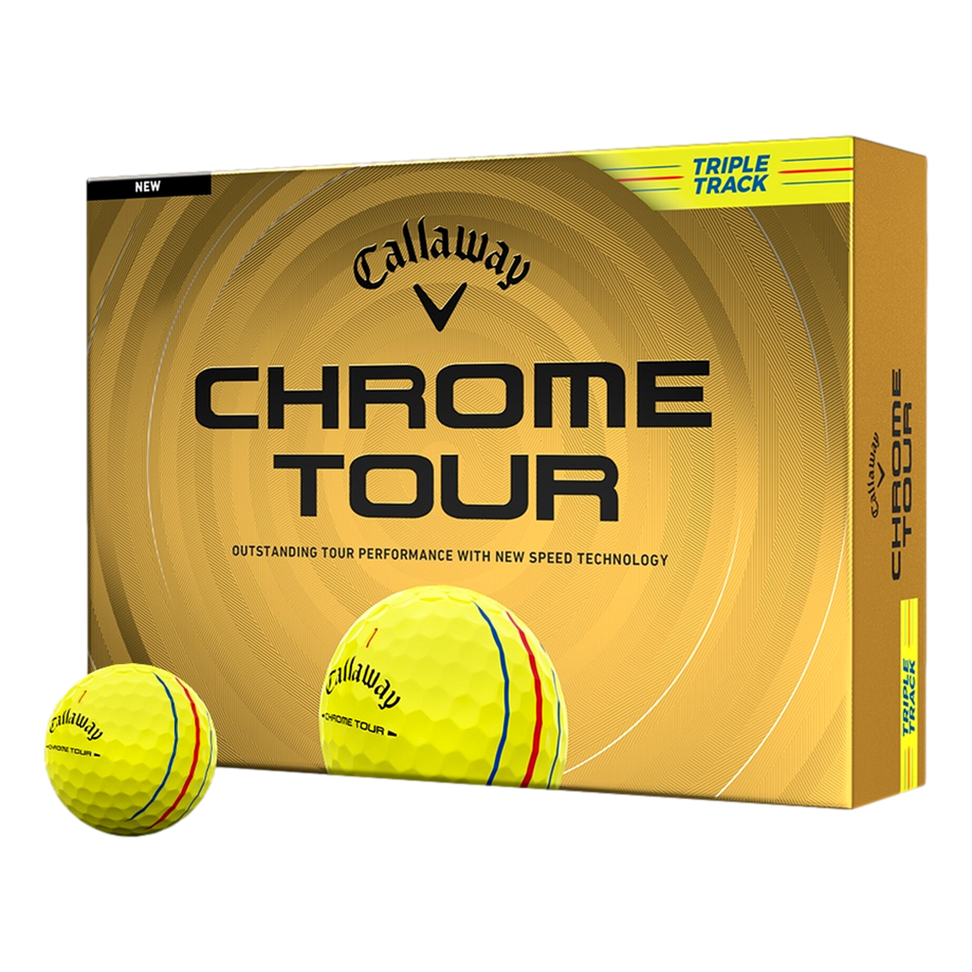 Chrome Tour Triple Track Yellow Personalized Golf Balls