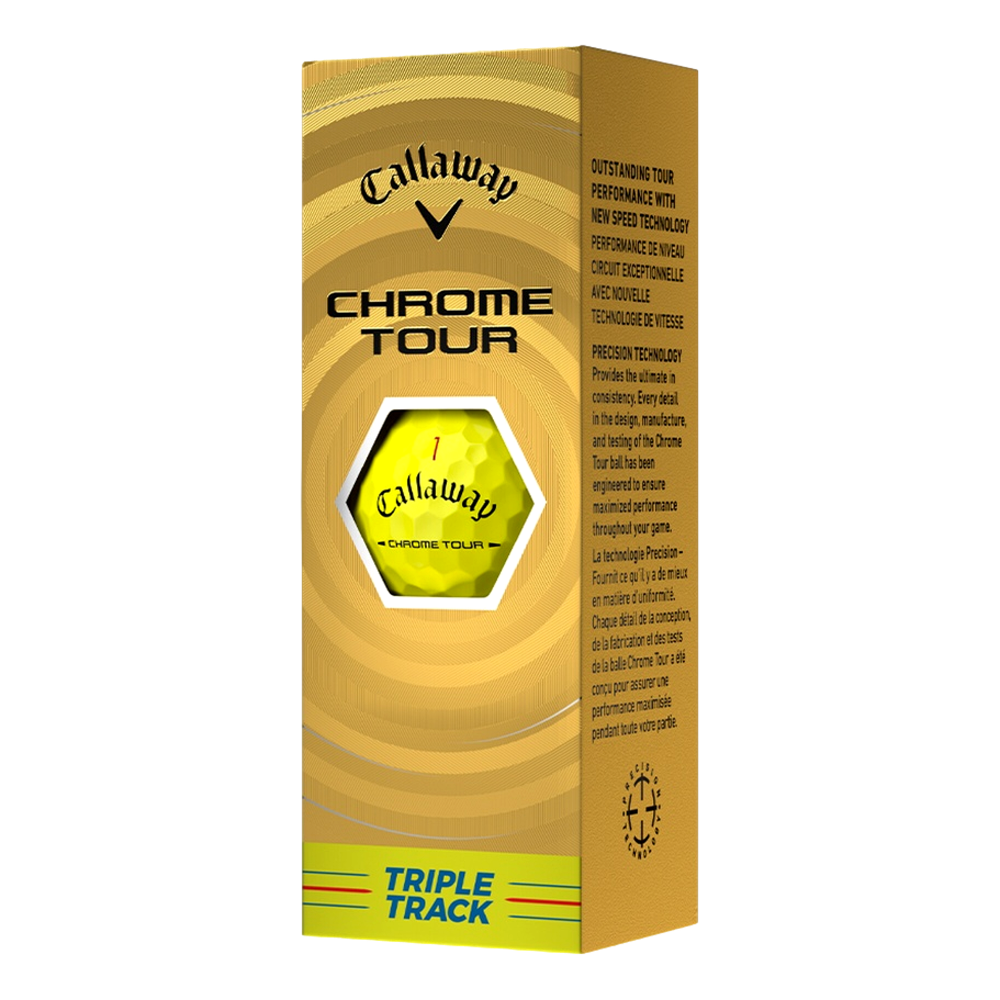 Chrome Tour Triple Track Yellow Personalized Golf Balls