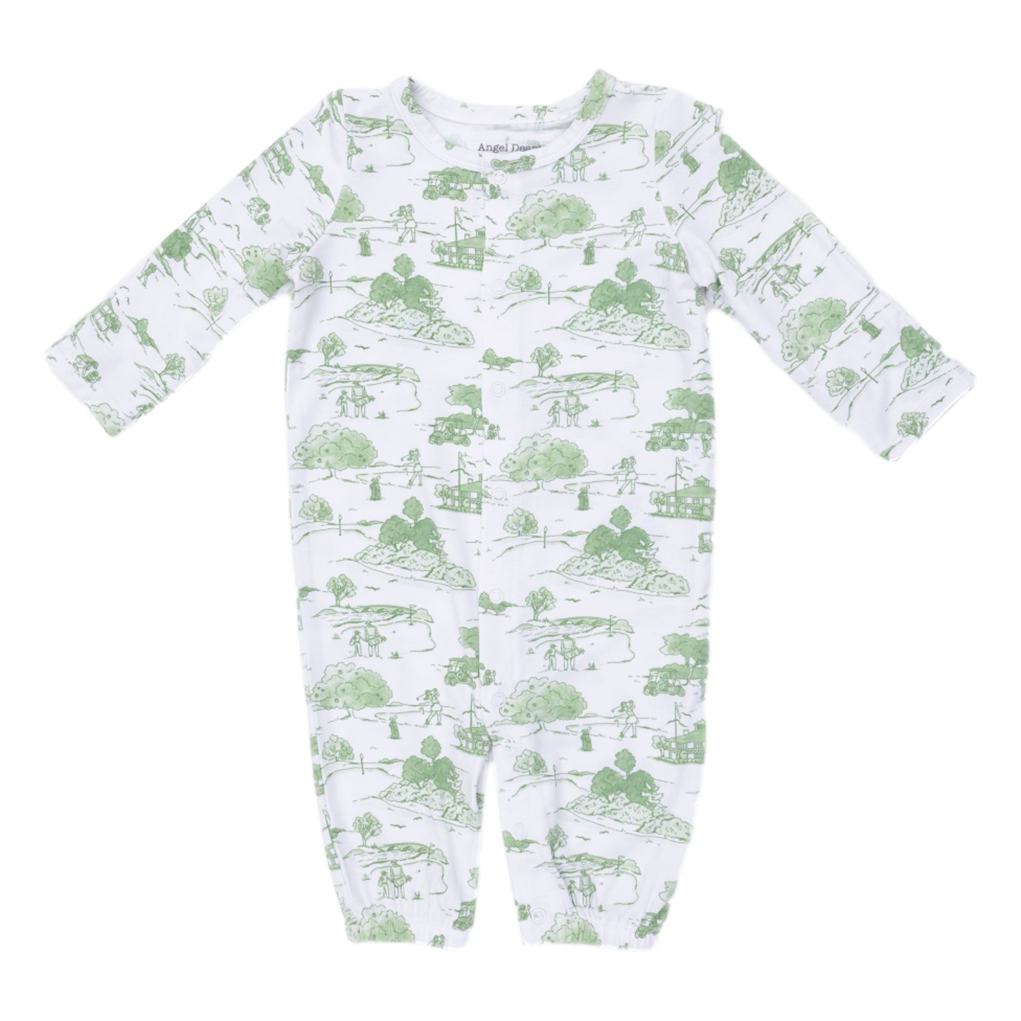 Golf Toile Green Boys Convertible Gown and Beanie Hat