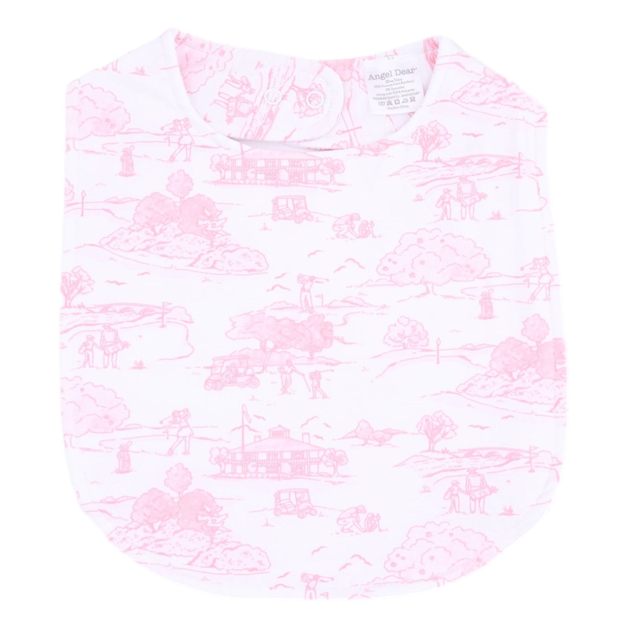 Golf Toile Pink Feeding Bib