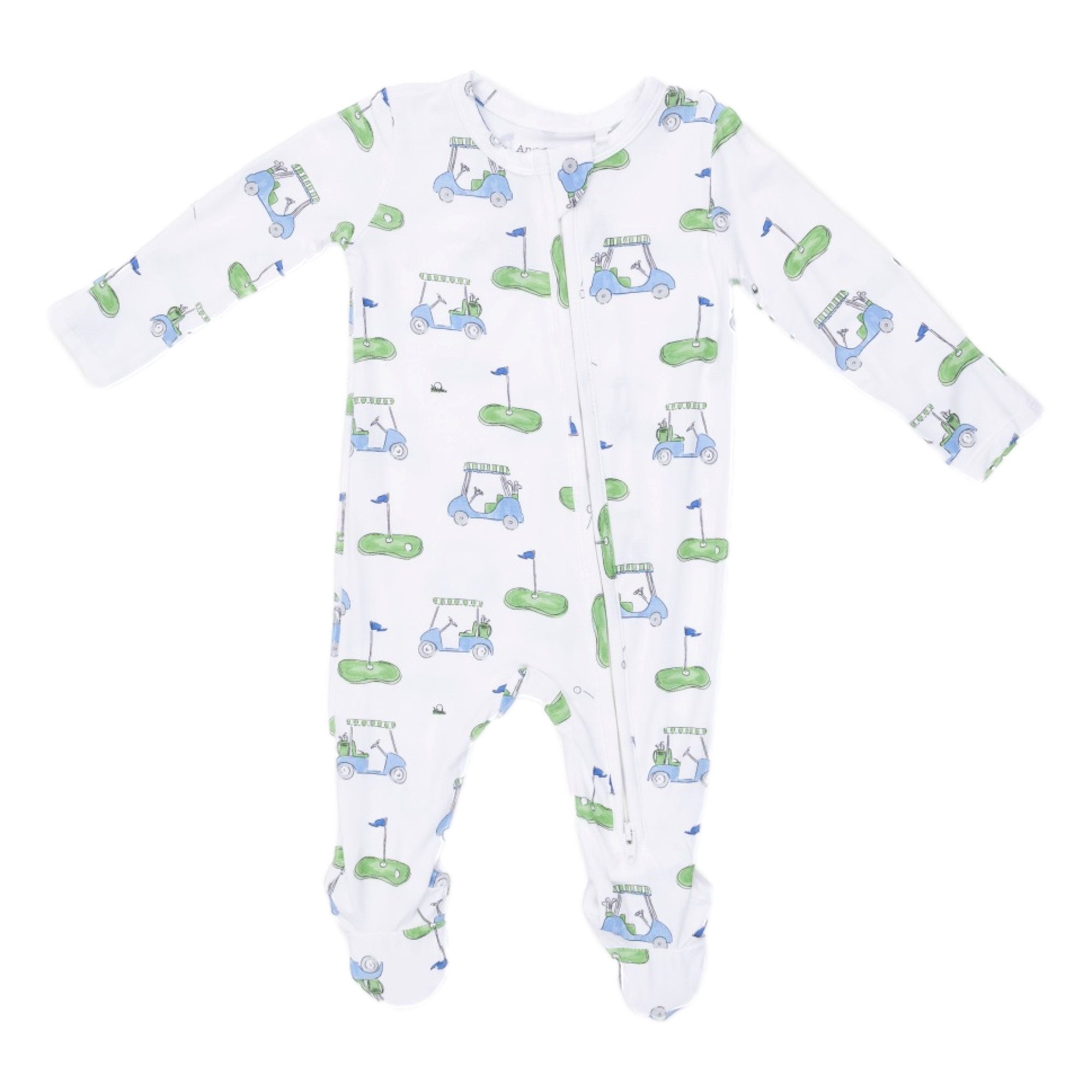 Golf Toile Green Boys 2 Way Zipper Footie