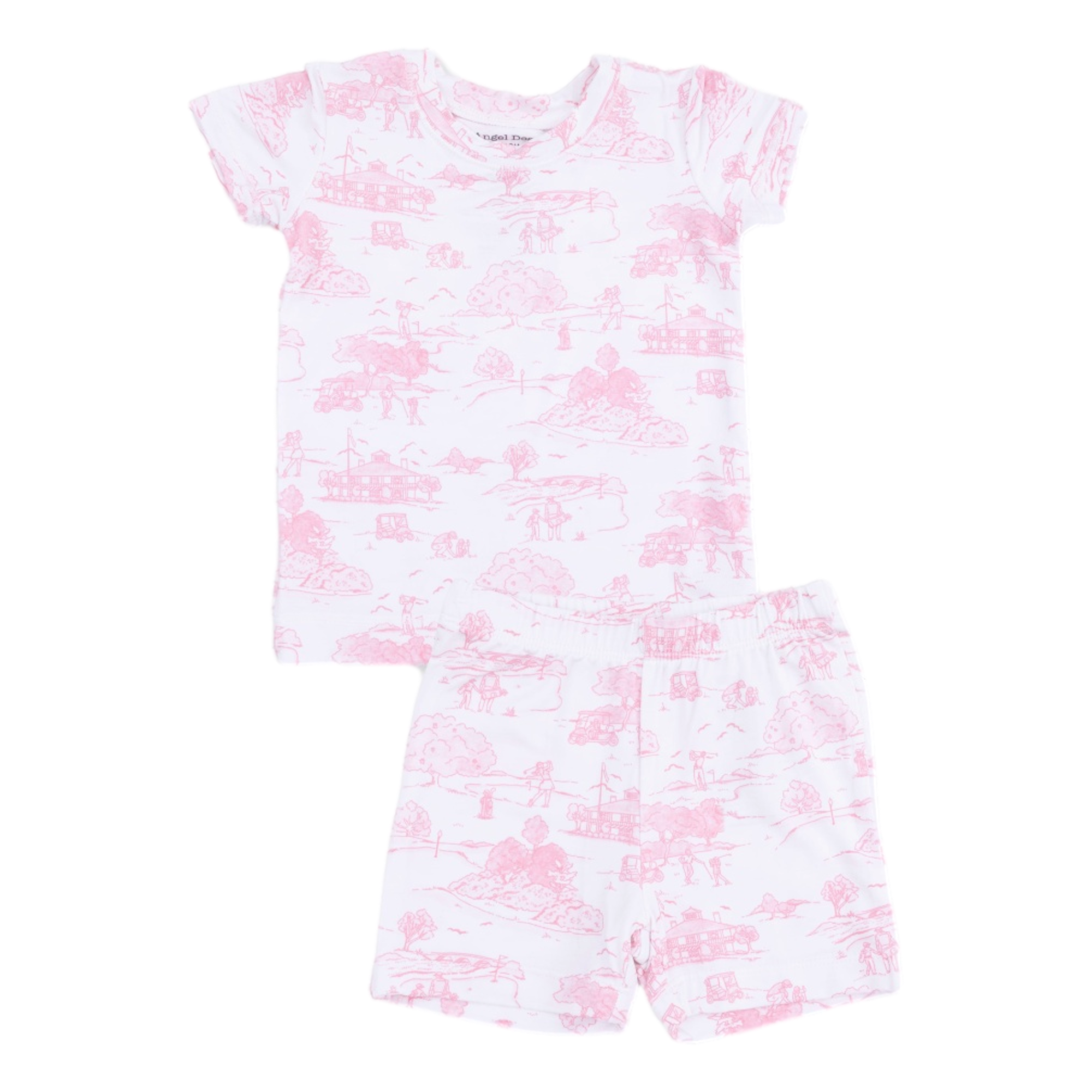 Golf Toile Pink Girls Loungewear Short Set