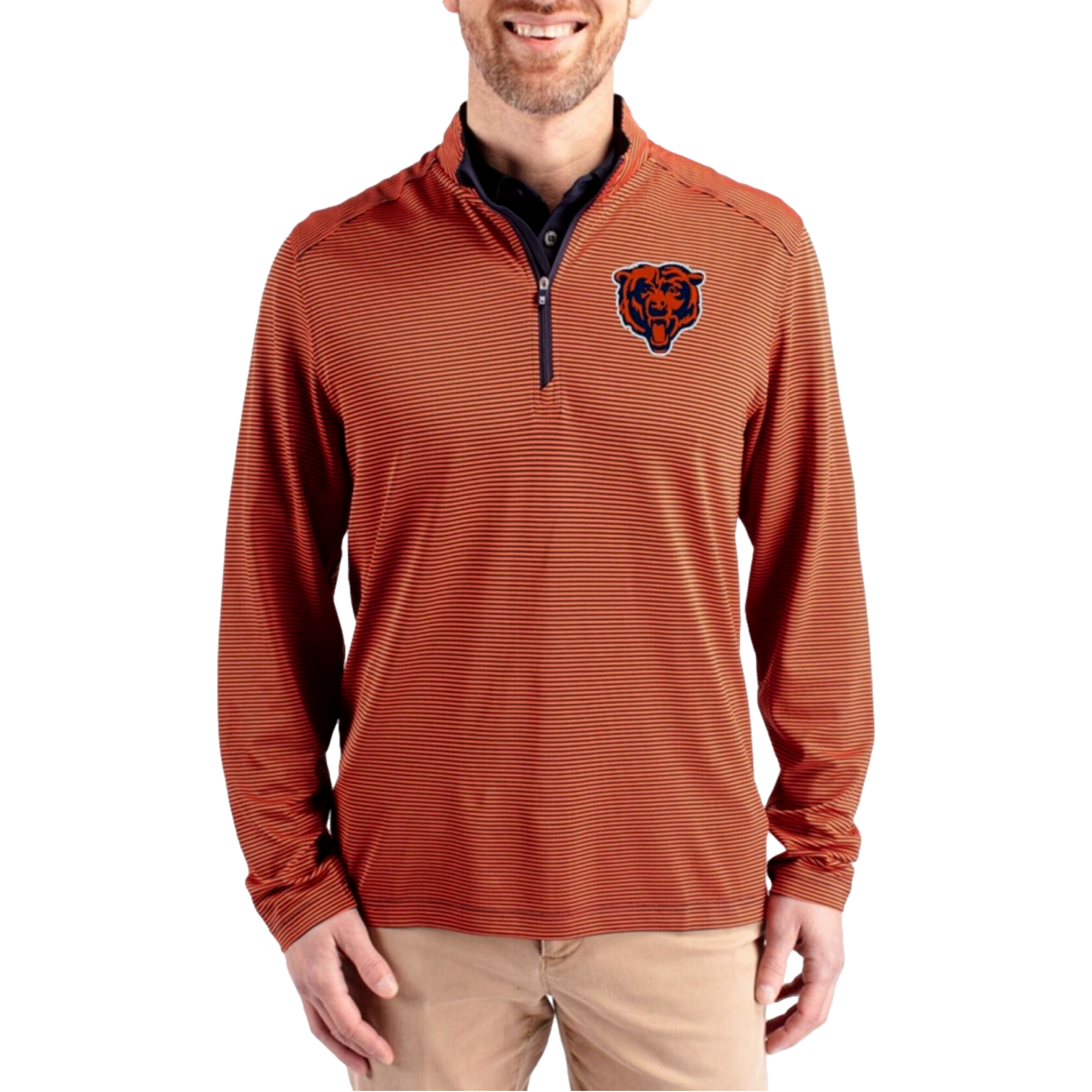 Chicago Bears Virtue Micro Stripe Pique Men's Golf Quarter Zip
