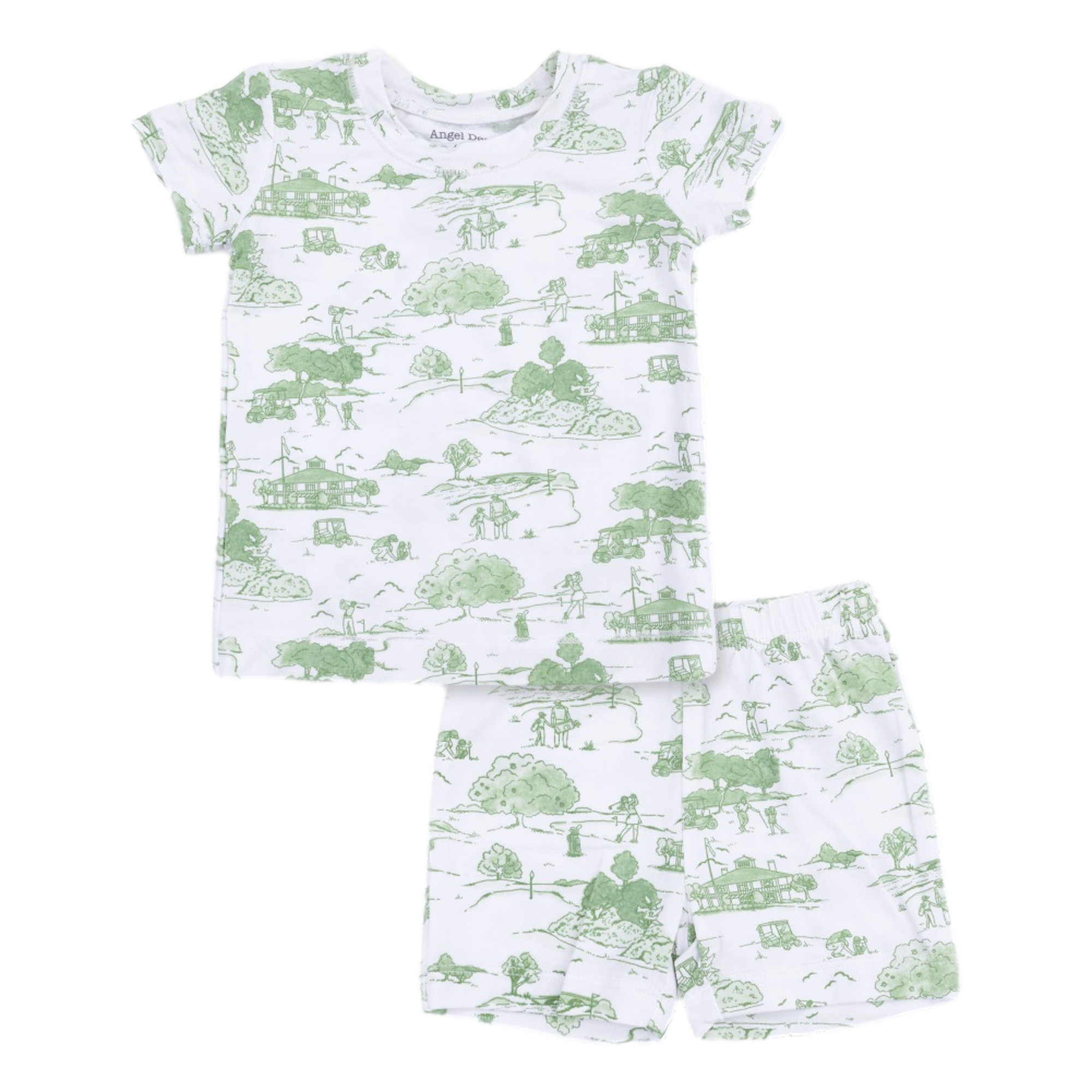 Golf Toile Green Boys Loungewear Short Set