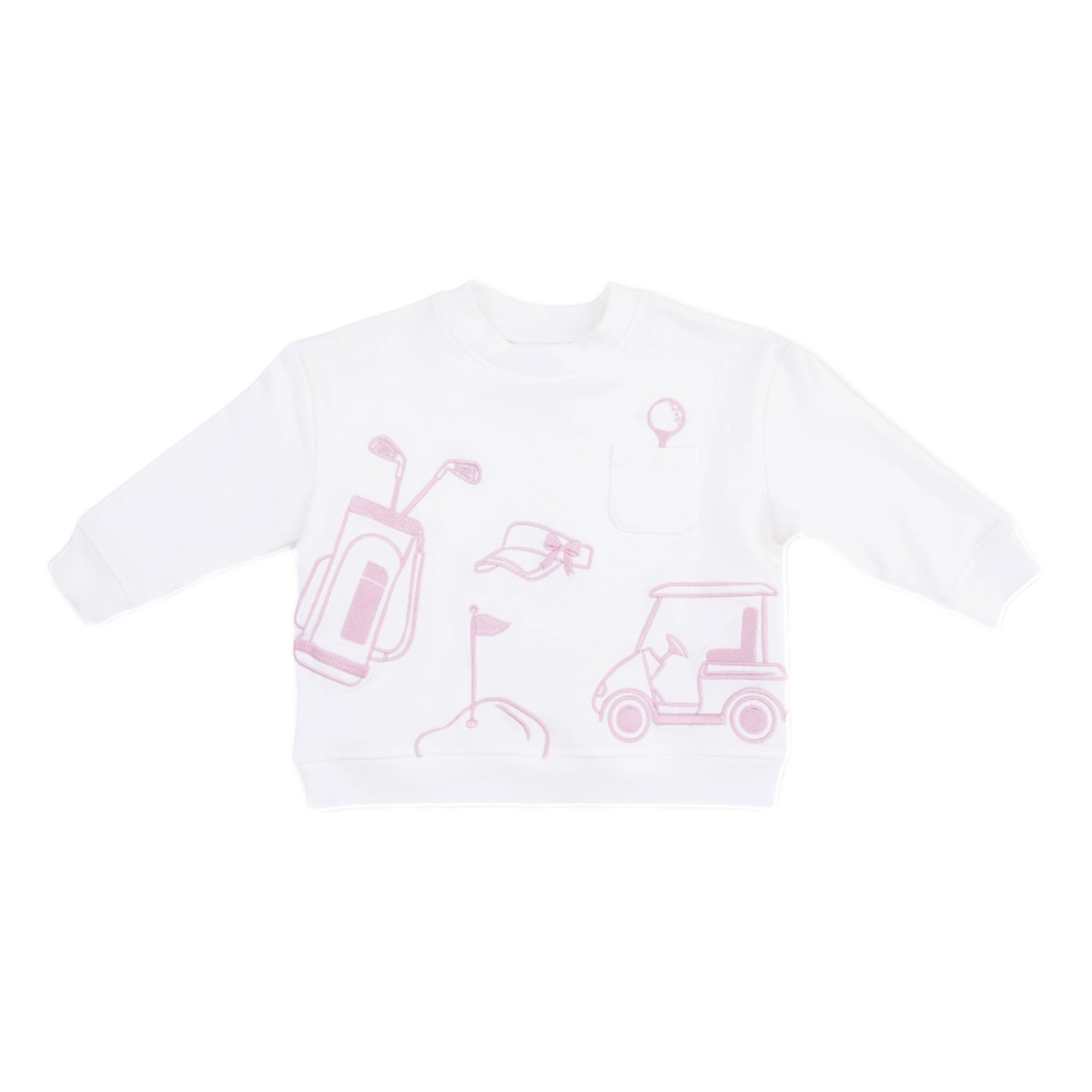 Golf Sets Girls Drop Sleeve Sweatshirt White and Pink