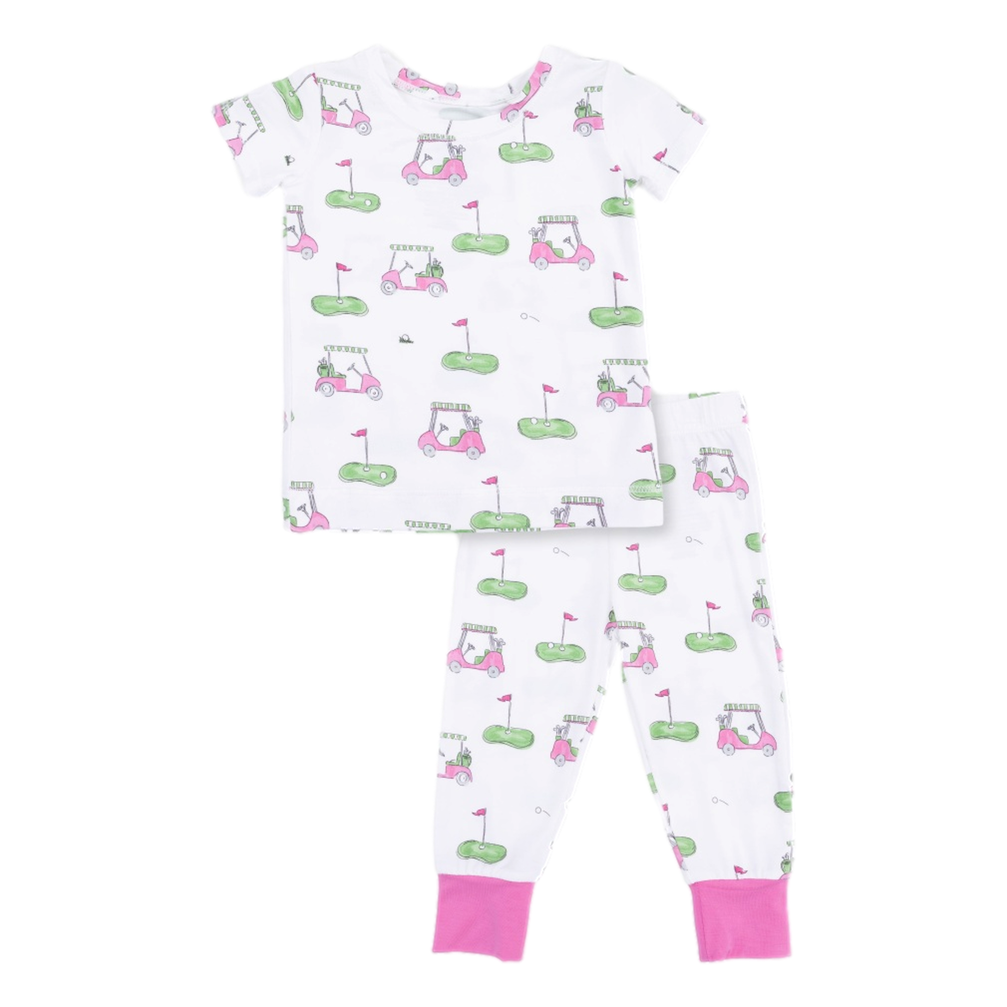 Golf Carts Pink Girls Short Sleeve Loungewear Set
