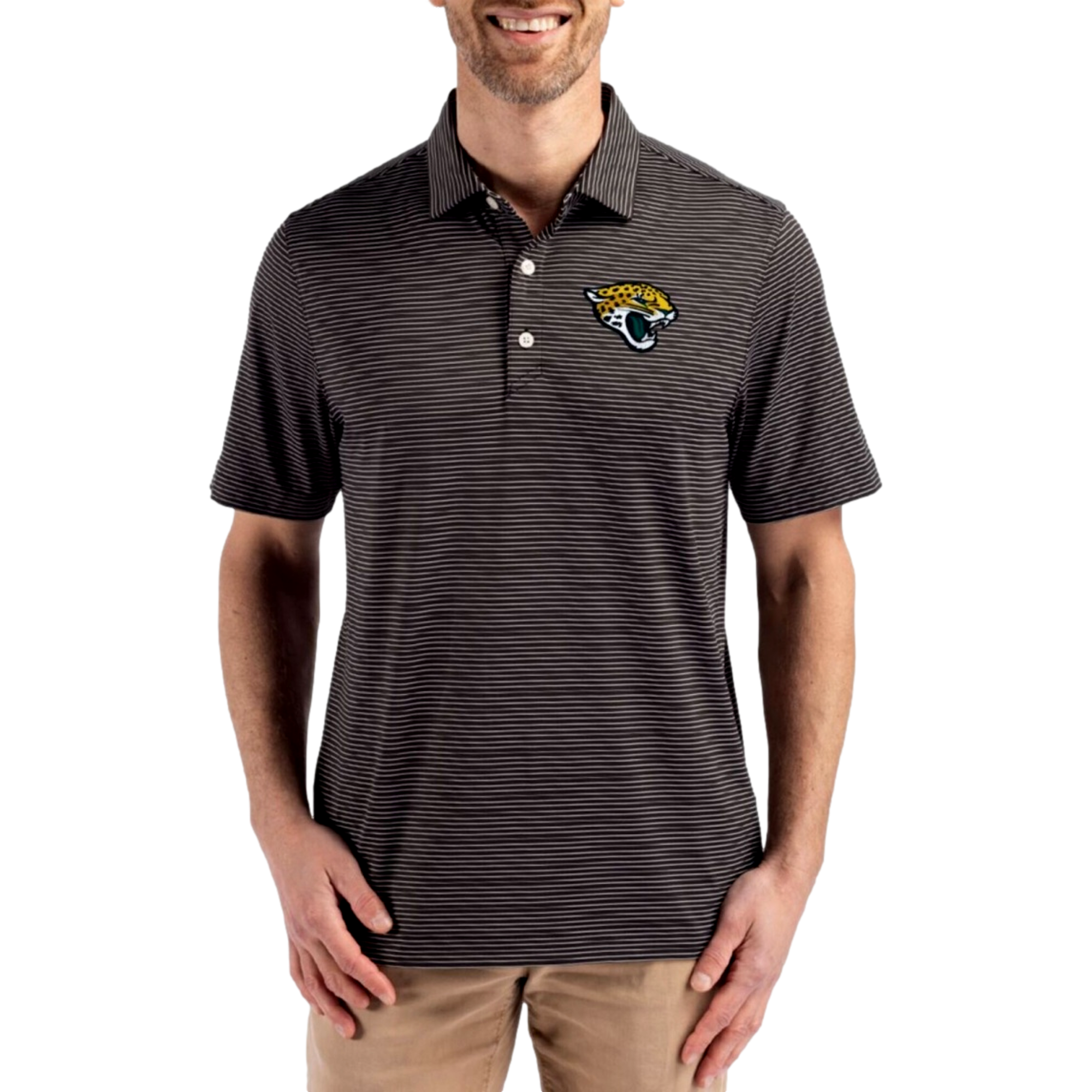 Recycled Fine Line Stripe Jaguars Men's Golf Polo Shirt