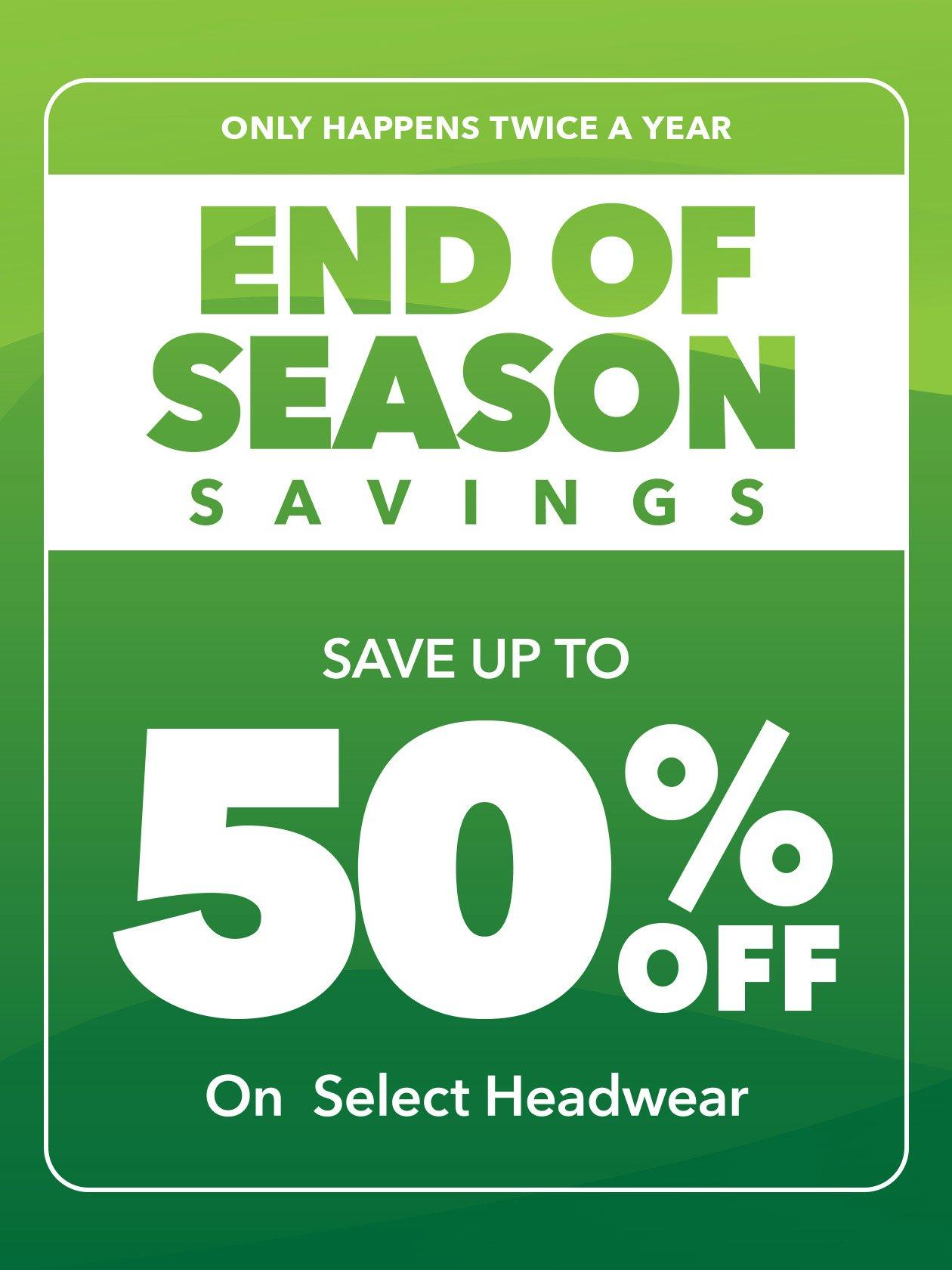 Up to 50% off Select Headwear