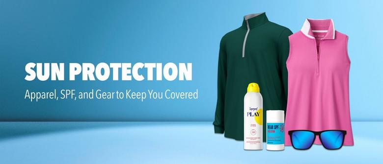 Hero Image showing sun protection essentials for golf. 