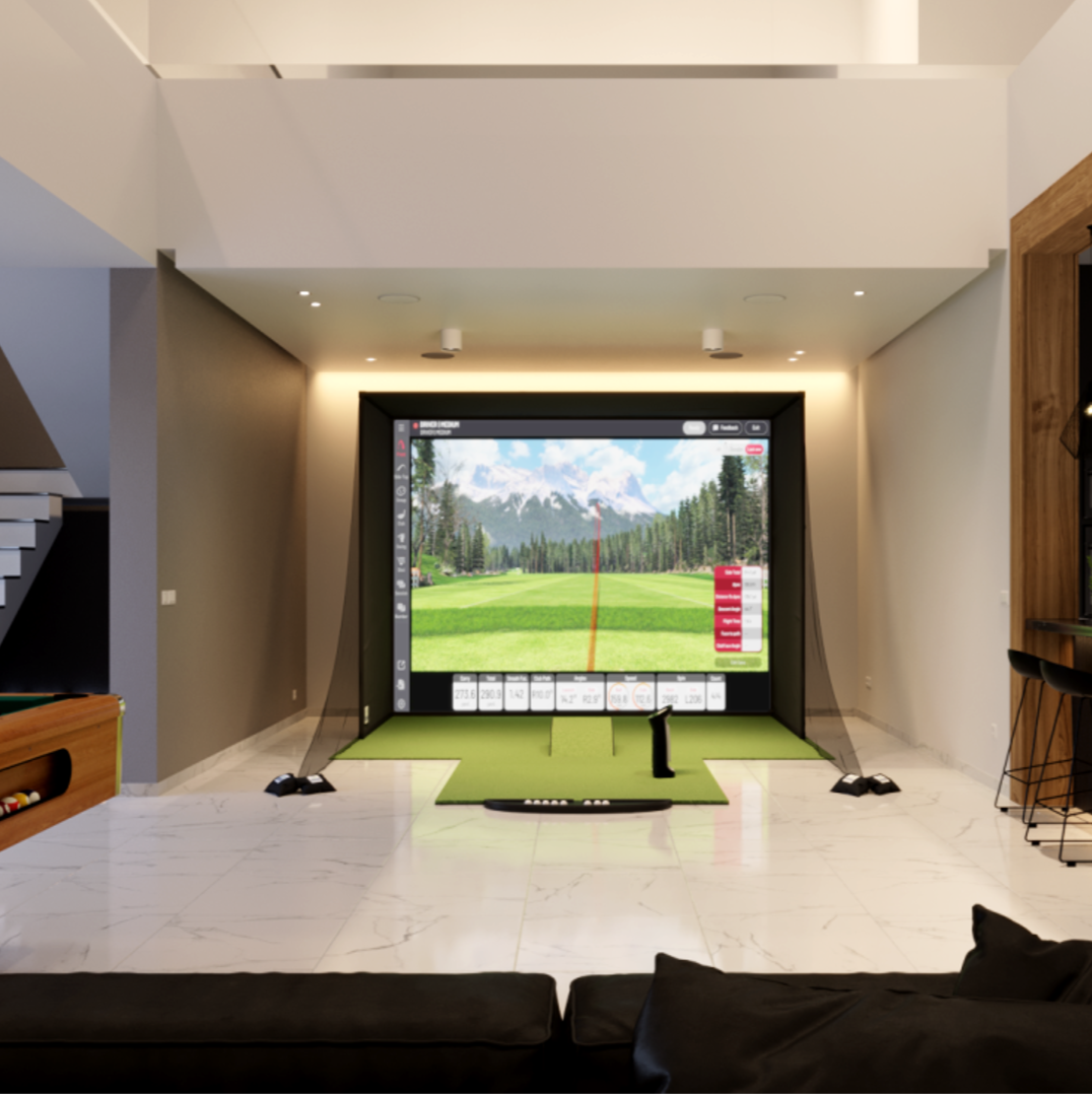 SwingBay Premium Enclosure & 5'x5' Turf Mat and Landing Pad & Uneekor Eye Mini Bundle