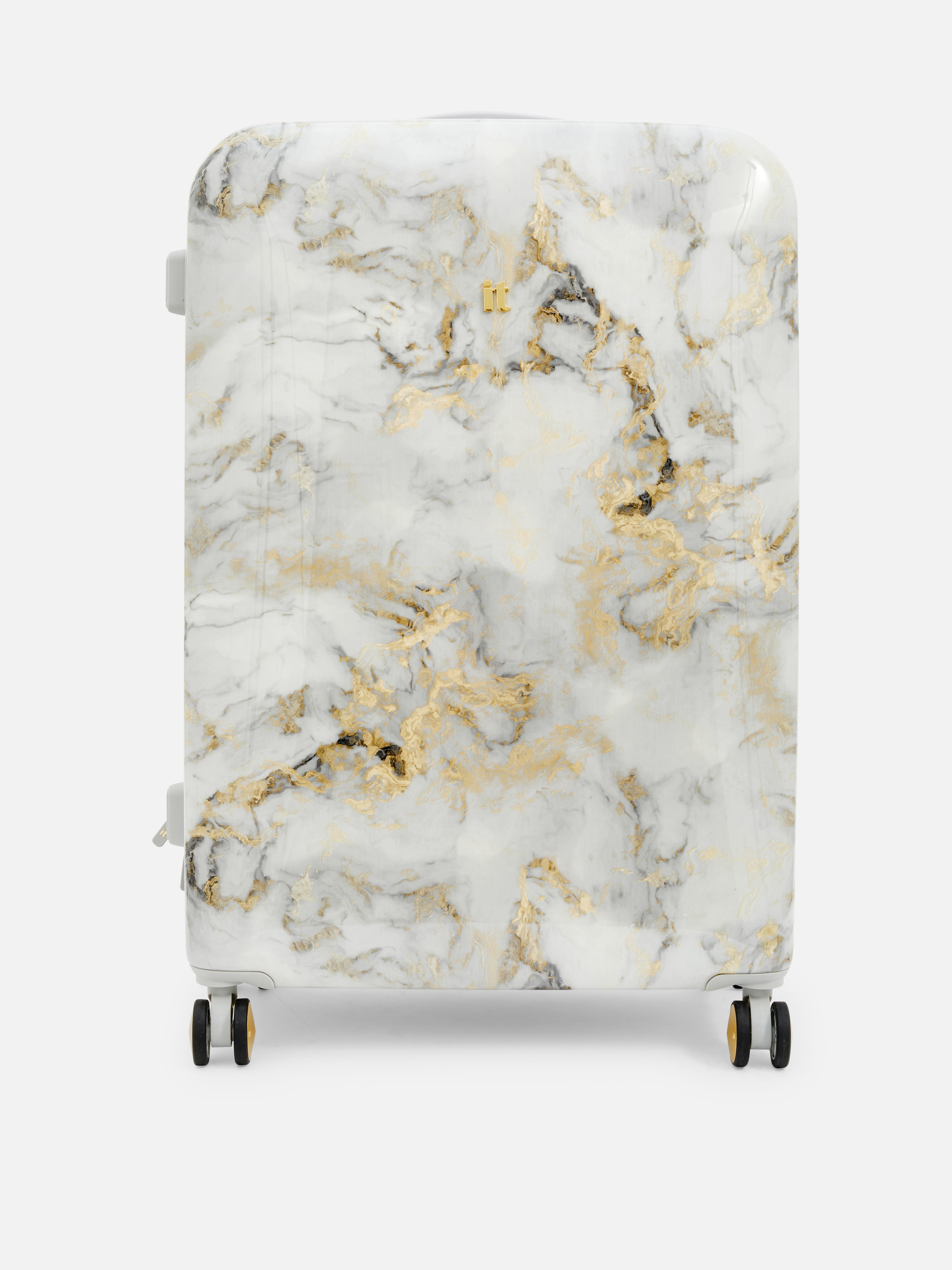 High Shine Marble Effect Suitcase