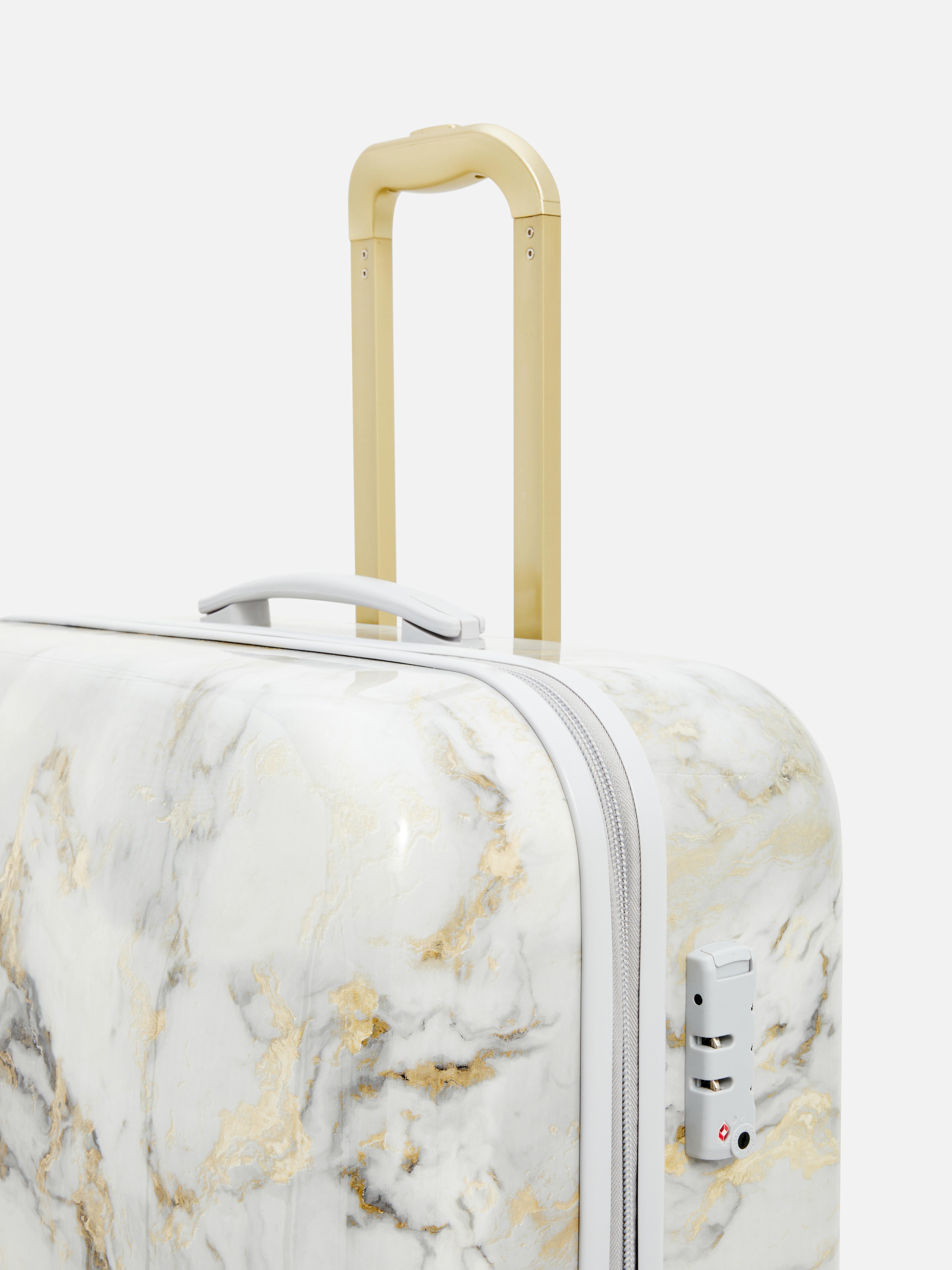 High Shine Marble Effect Suitcase