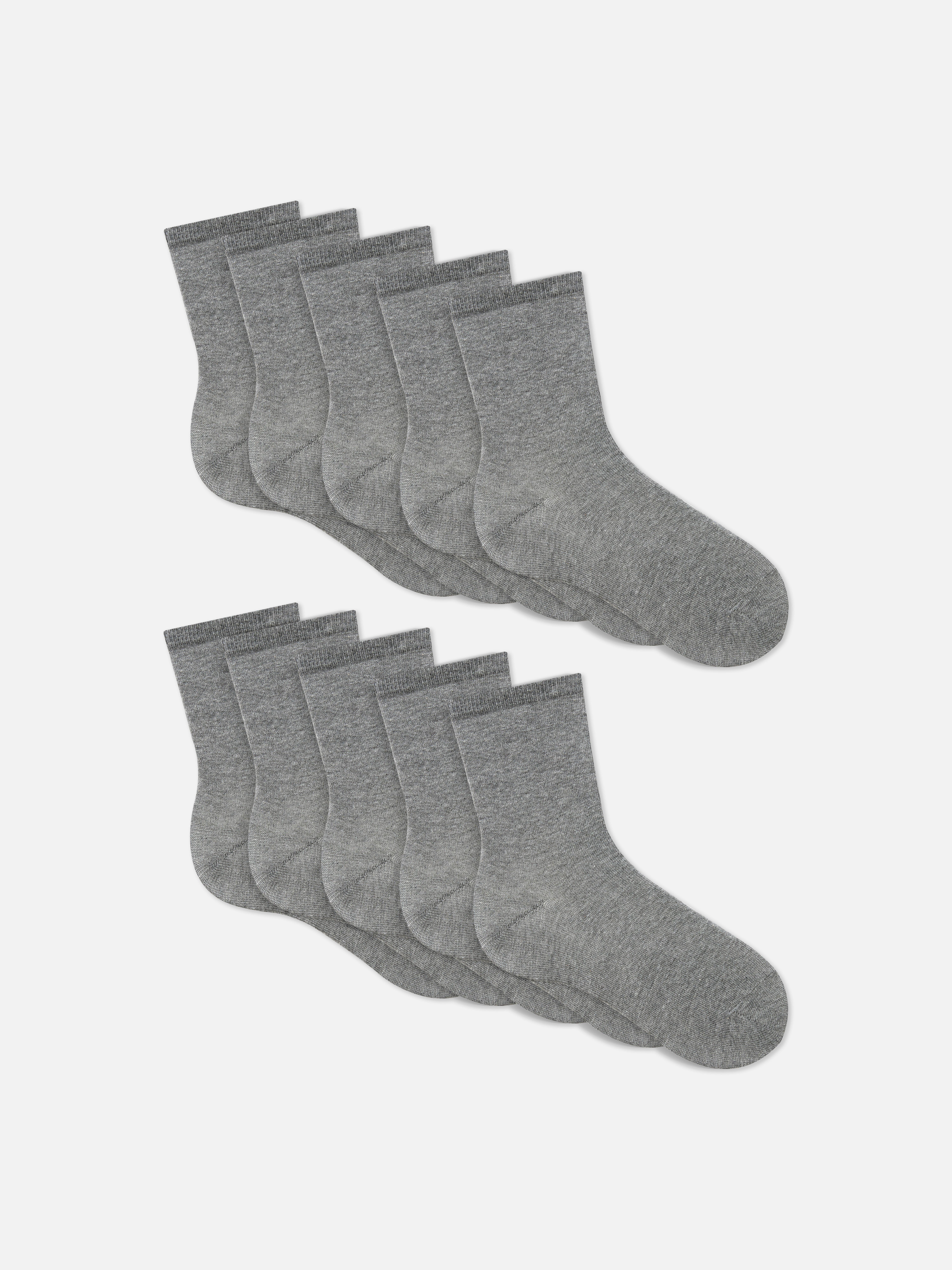 10pk Ankle Socks Grey