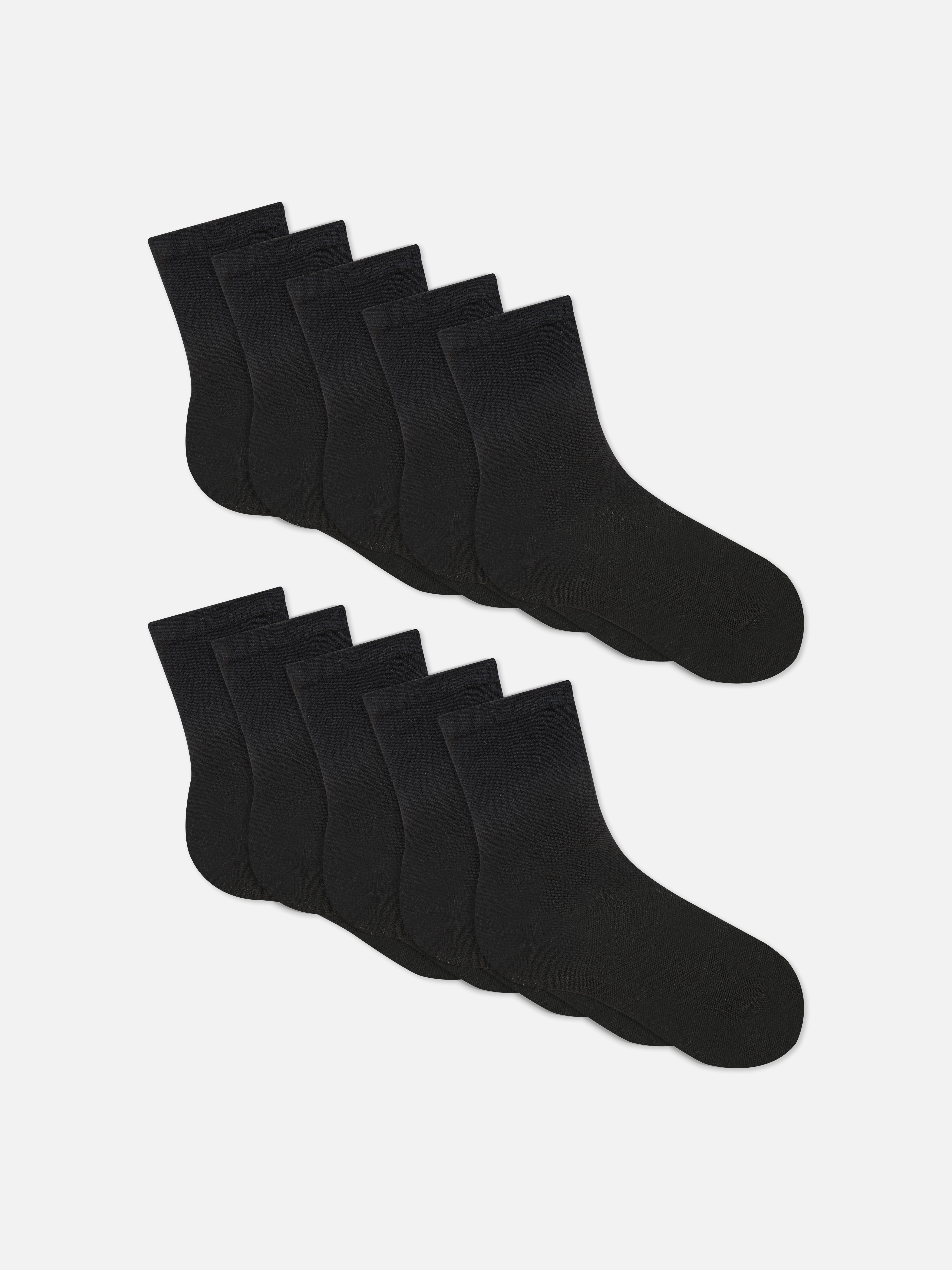 10pk Ankle Socks Black