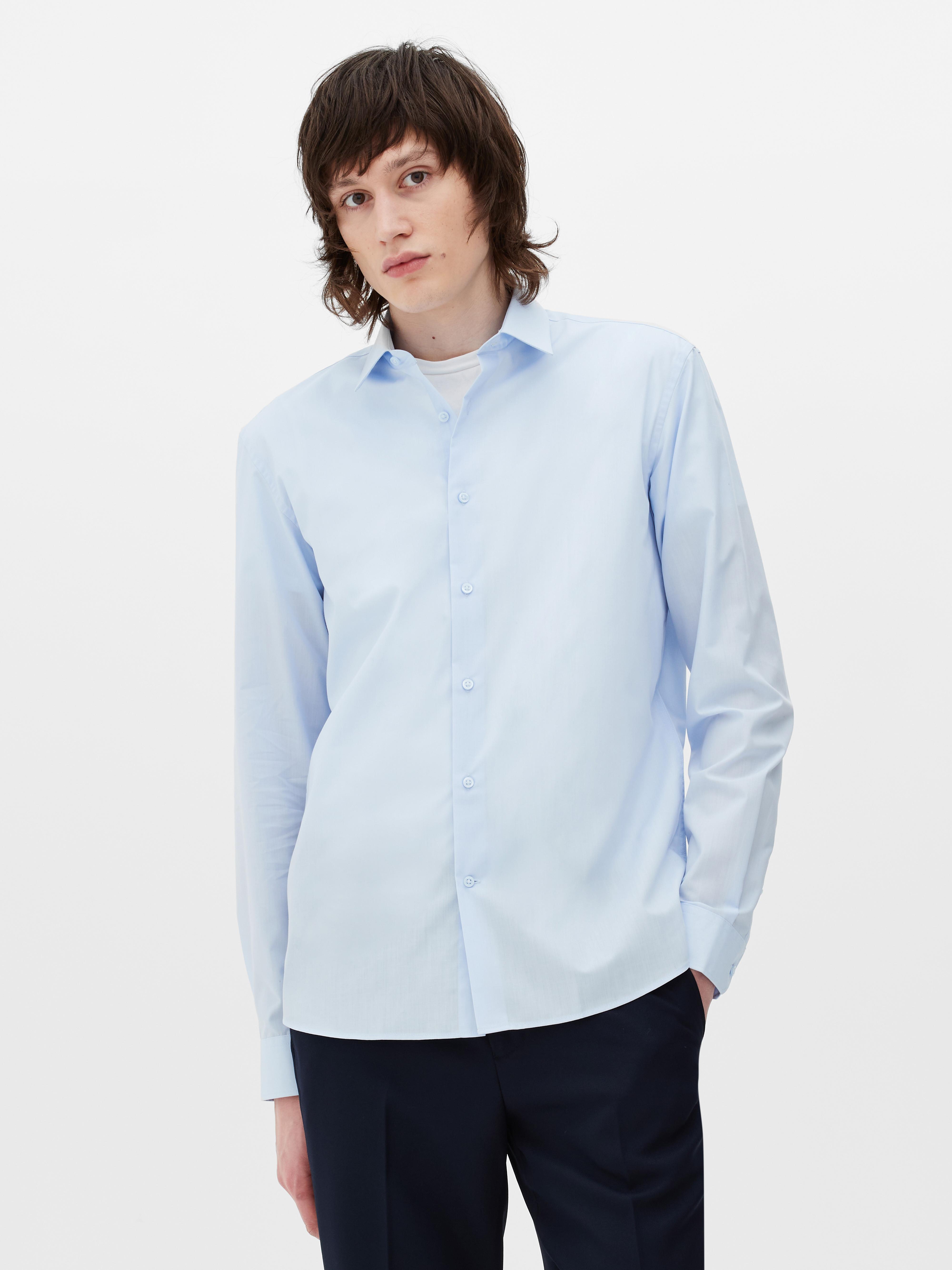 Mens; Blue Long Sleeve Regular Fit Shirt | Primark