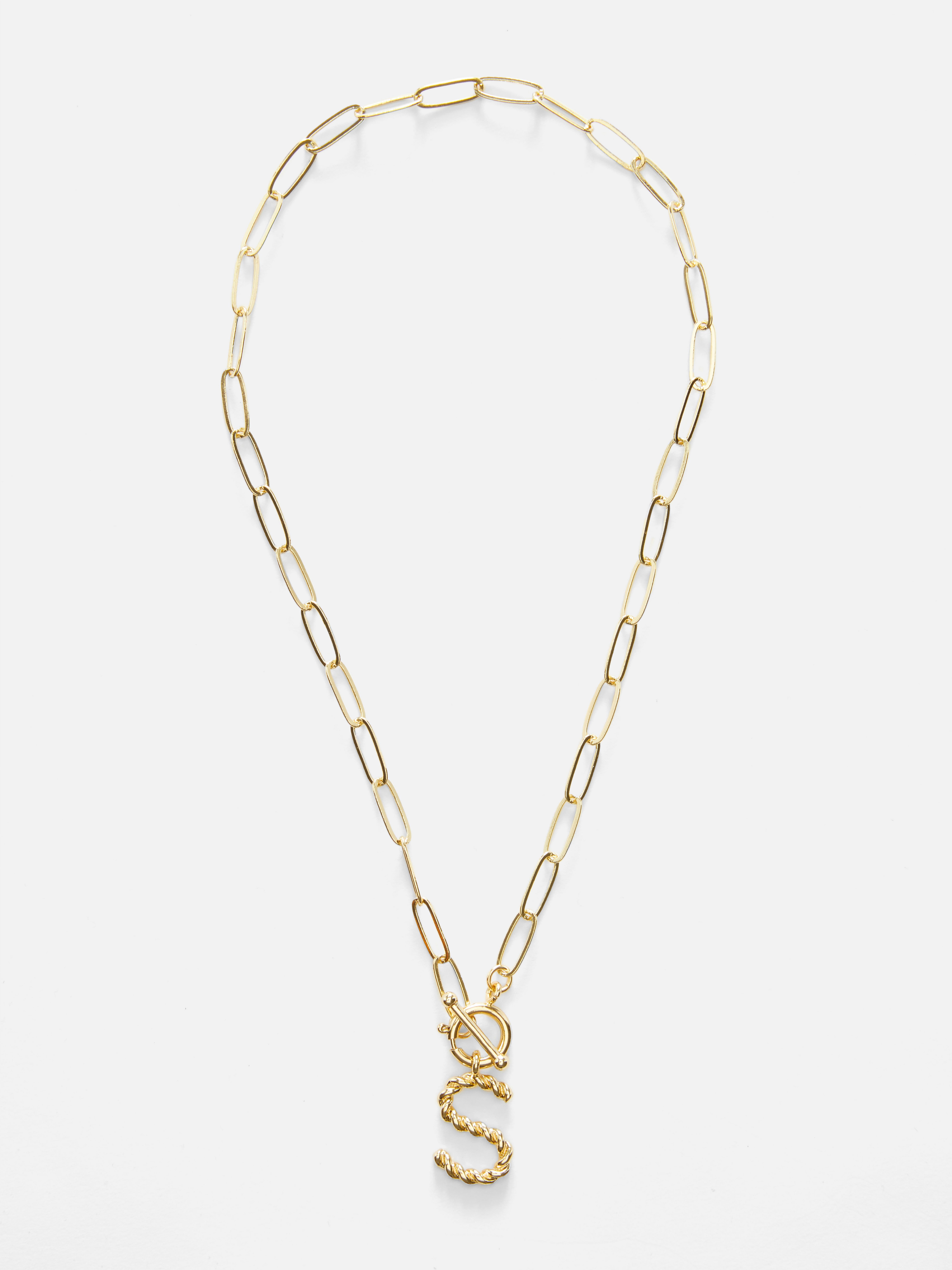 Twist Initial Chain Link Necklace