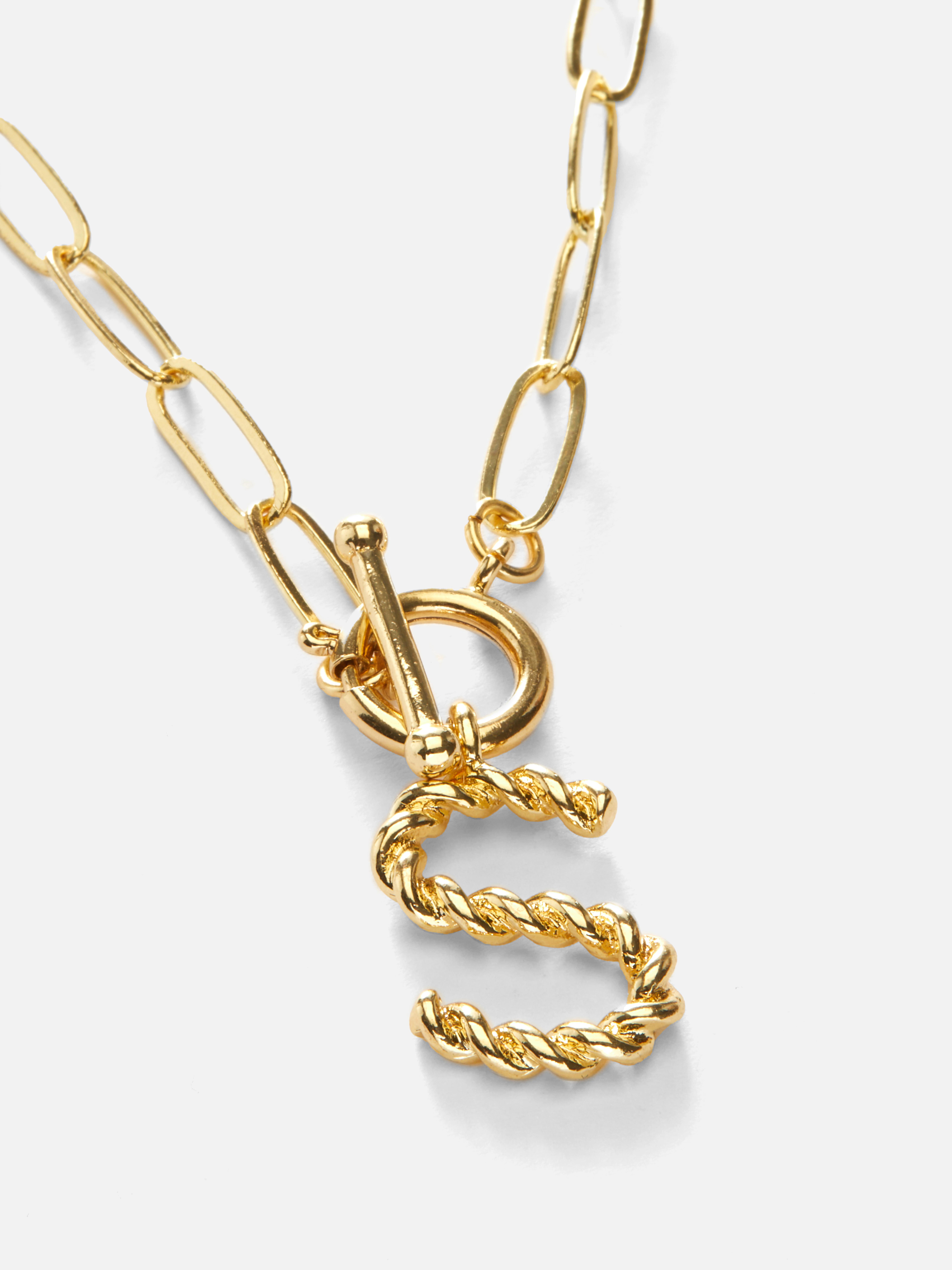 Twist Initial Chain Link Necklace