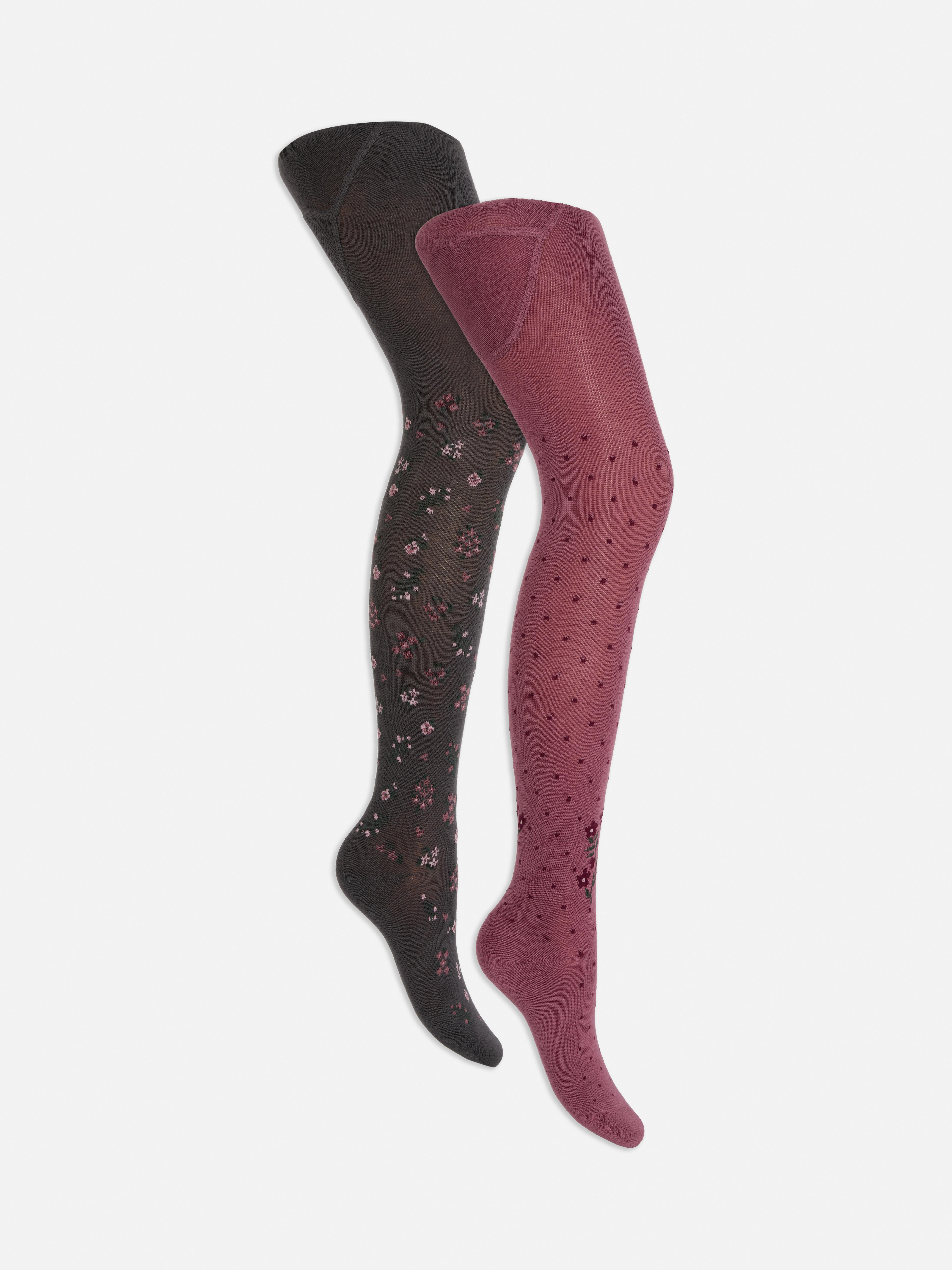 2pk Floral Patterned Tights