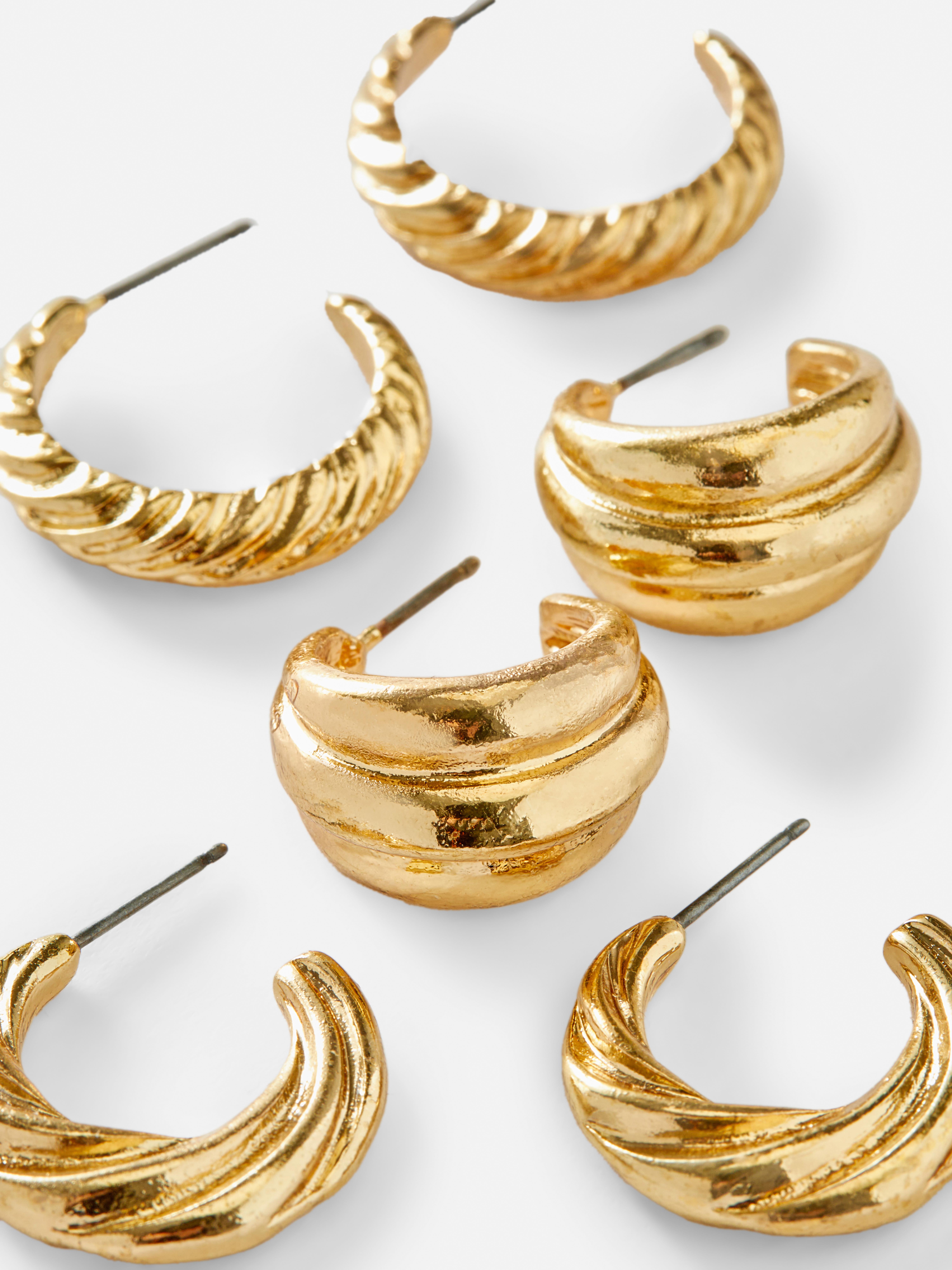 3pk Twist Hoop Earrings Primark