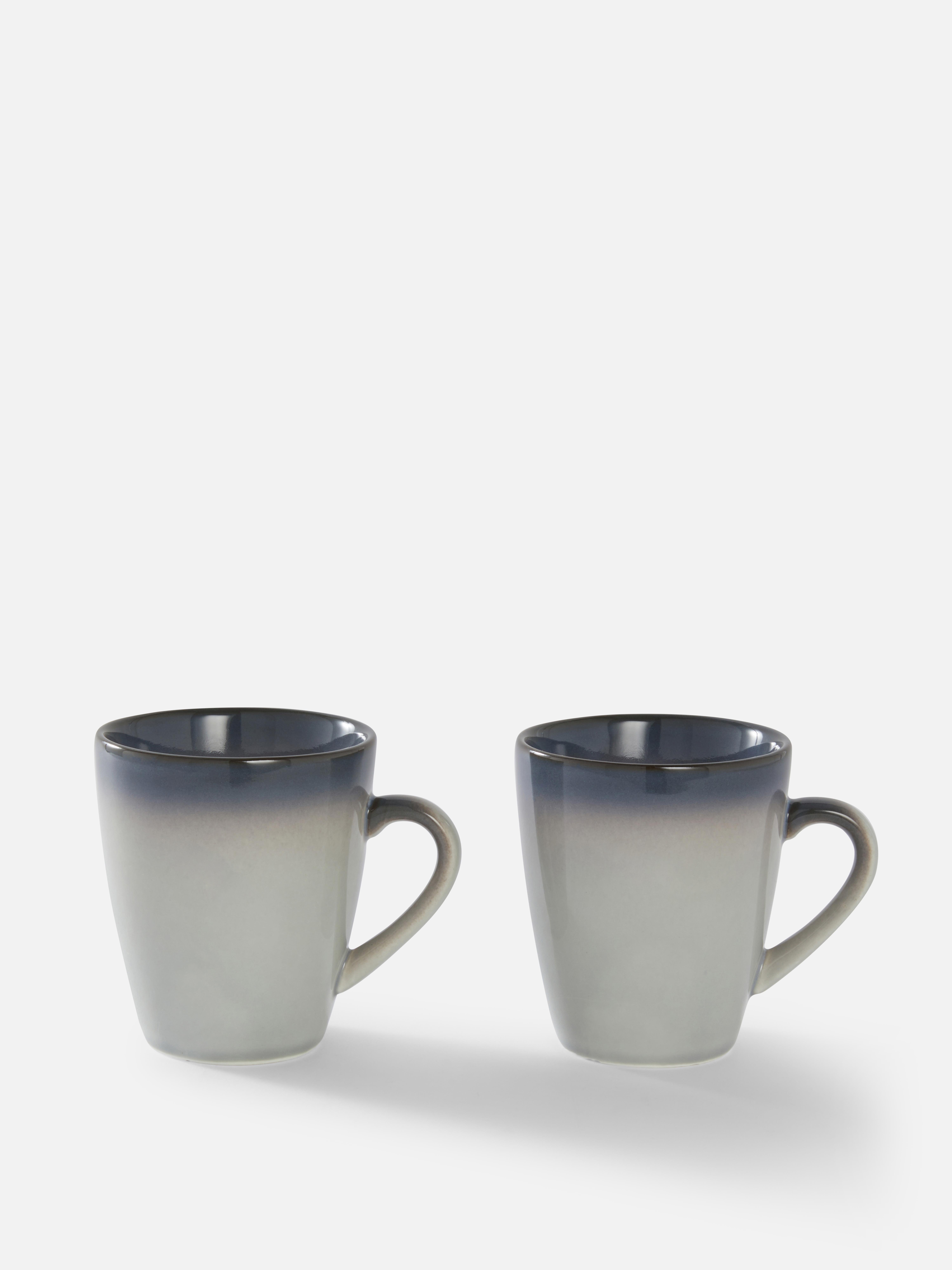 2pk Matching Porcelain Mugs Grey