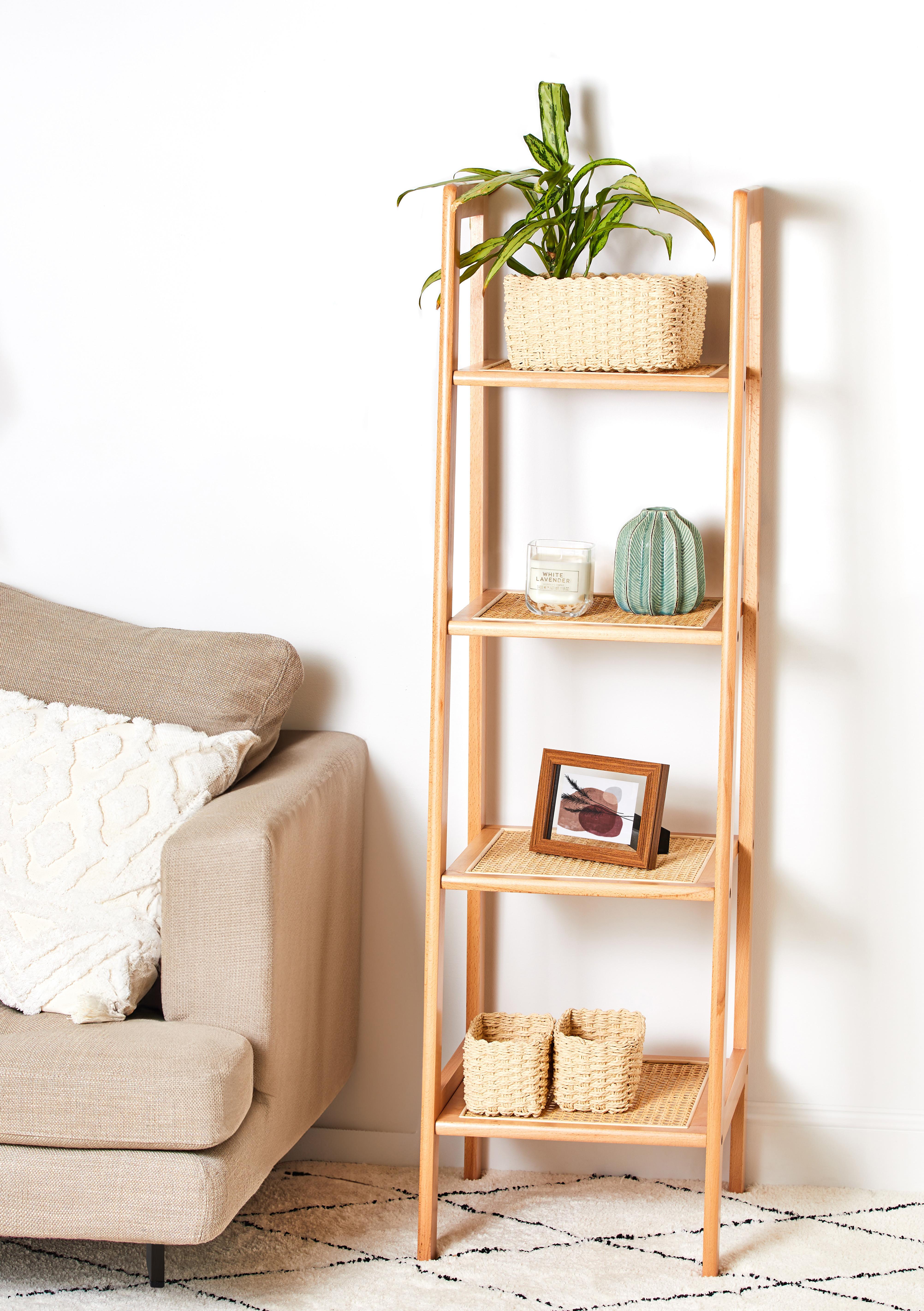 Rattan Ladder Shelving Unit