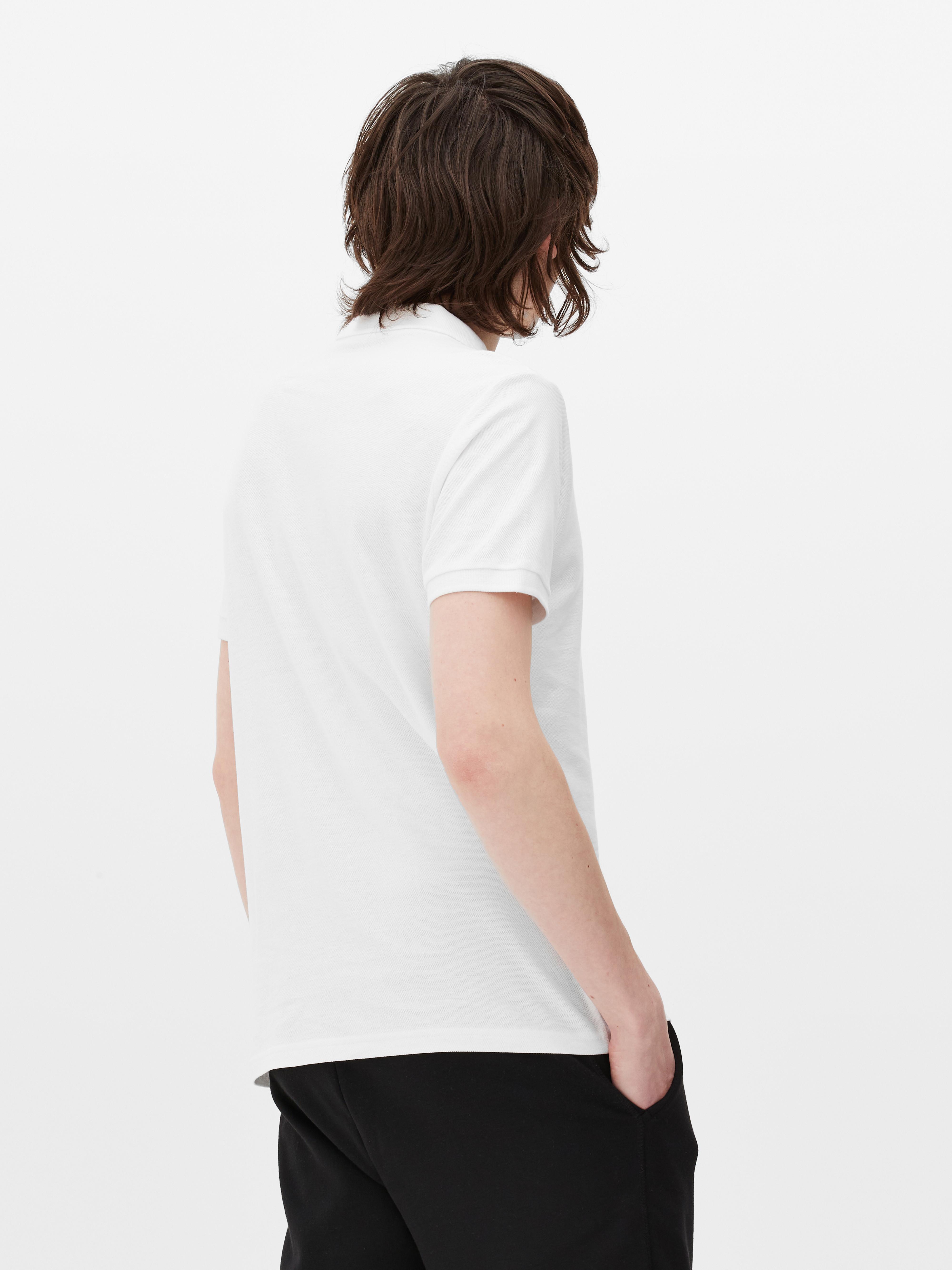 Men's White Cotton Piqué Polo Shirt Primark