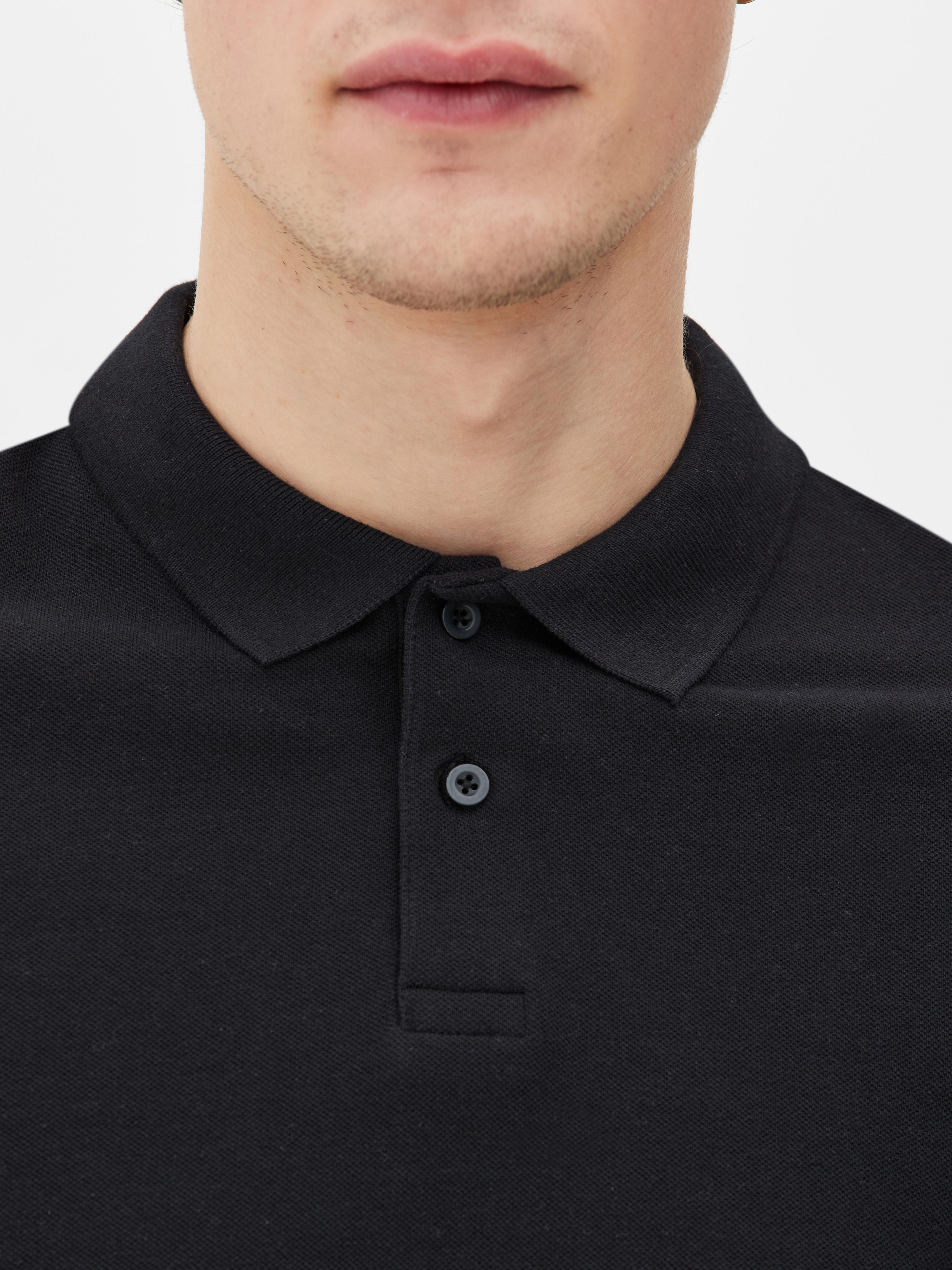 Men's Black Cotton Piqué Polo Shirt | Primark